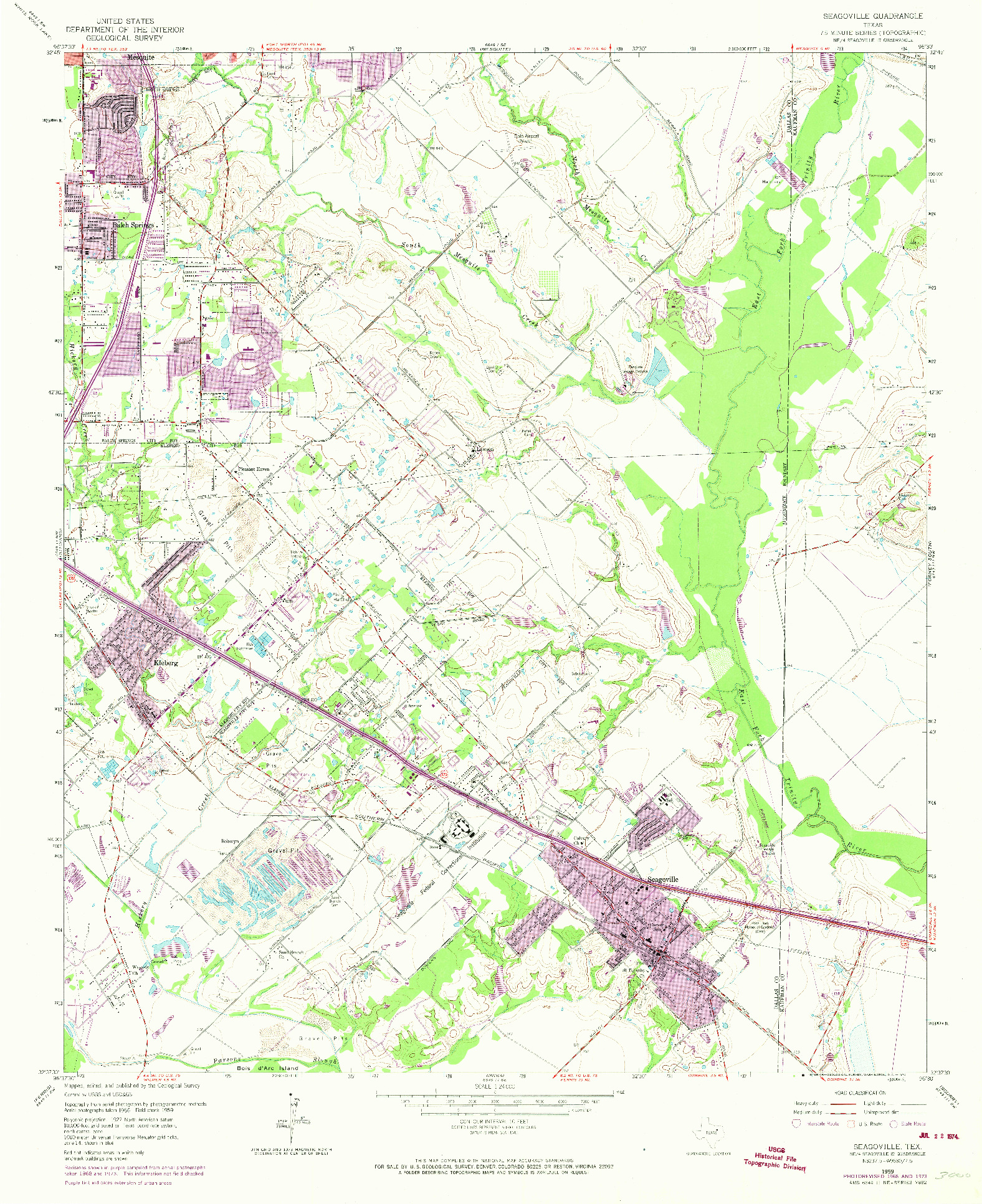 USGS 1:24000-SCALE QUADRANGLE FOR SEAGOVILLE, TX 1959