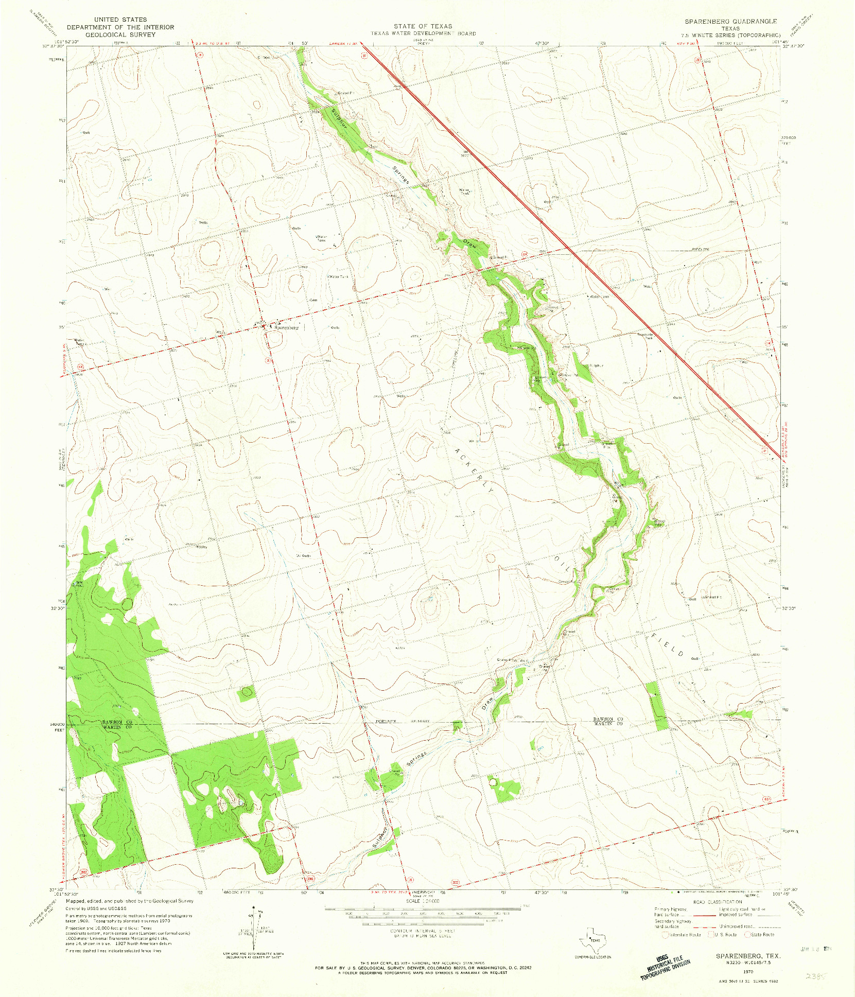 USGS 1:24000-SCALE QUADRANGLE FOR SPARENBERG, TX 1970