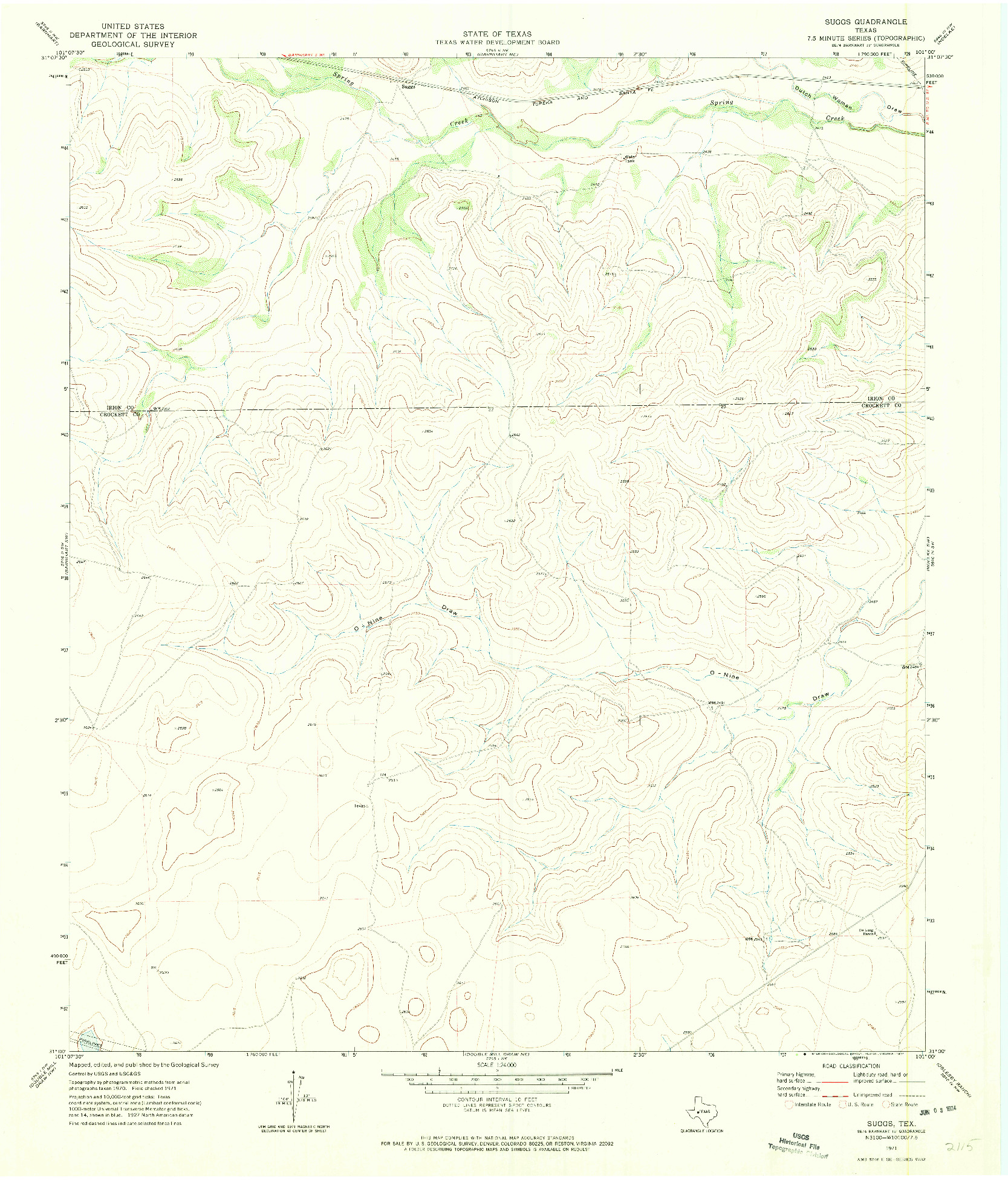 USGS 1:24000-SCALE QUADRANGLE FOR SUGGS, TX 1971