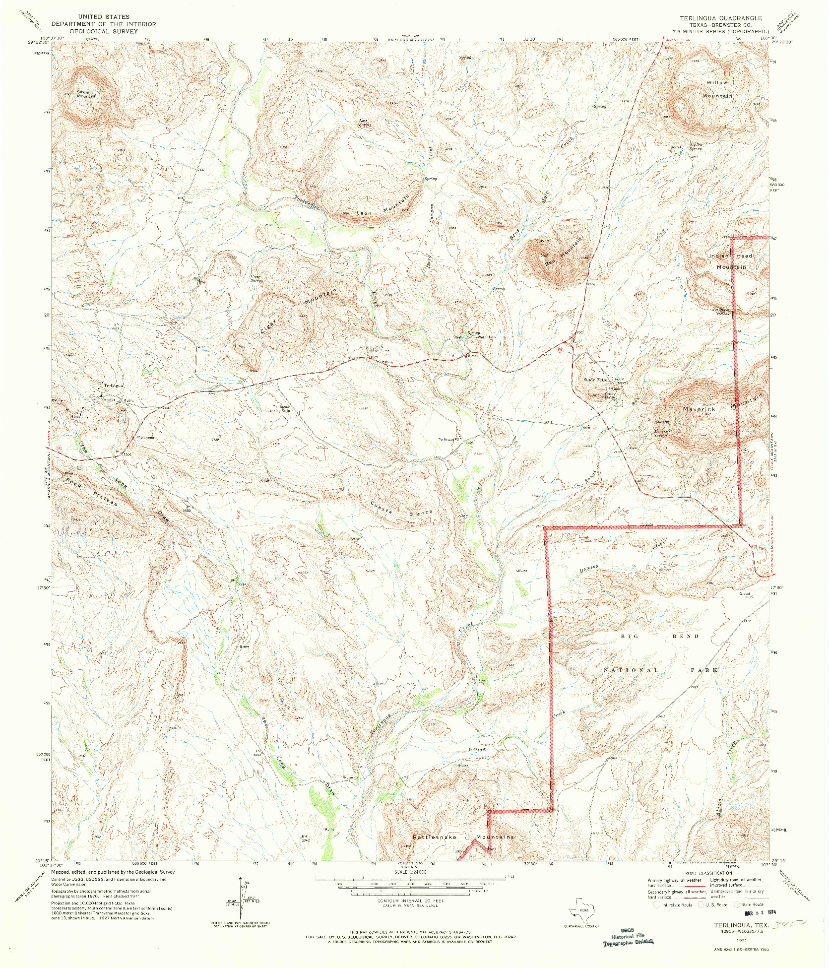 USGS 1:24000-SCALE QUADRANGLE FOR TERLINGUA, TX 1971