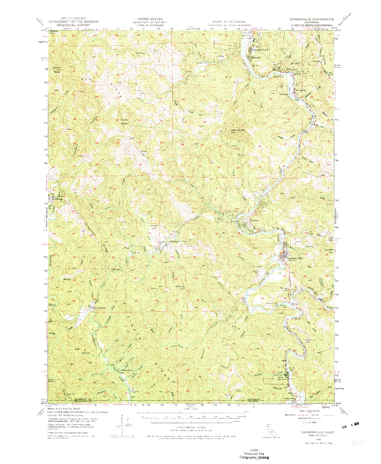 USGS 1:62500-SCALE QUADRANGLE FOR GARBERVILLE, CA 1949