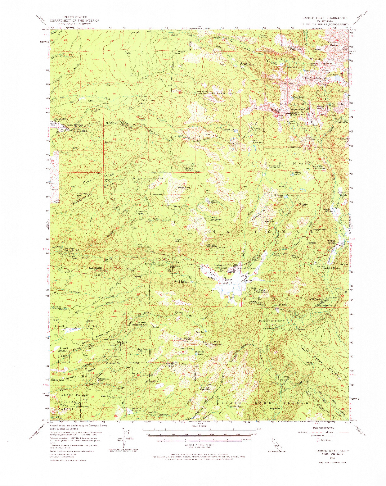 USGS 1:62500-SCALE QUADRANGLE FOR LASSEN PEAK, CA 1956