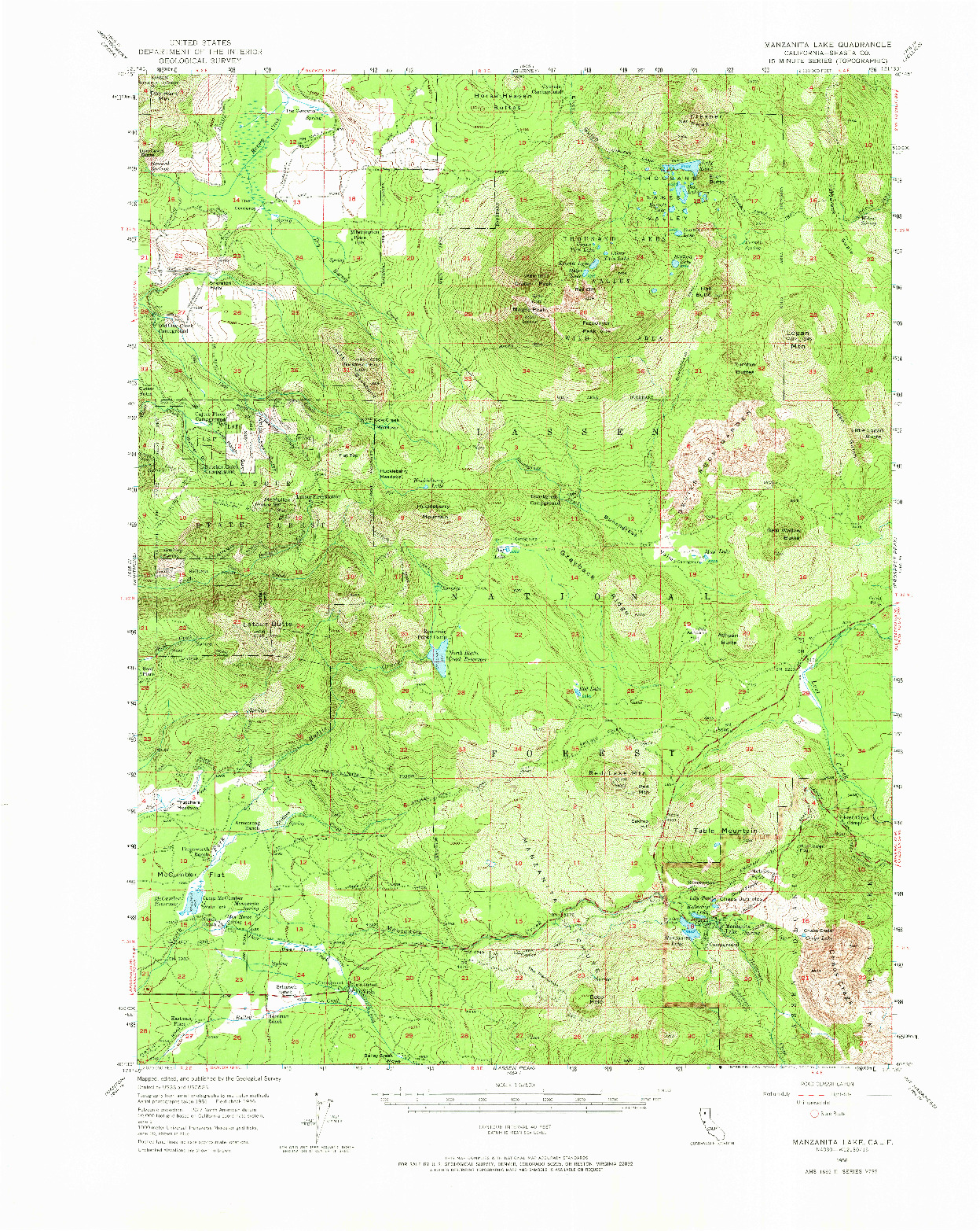 USGS 1:62500-SCALE QUADRANGLE FOR MANZANITA LAKE, CA 1956