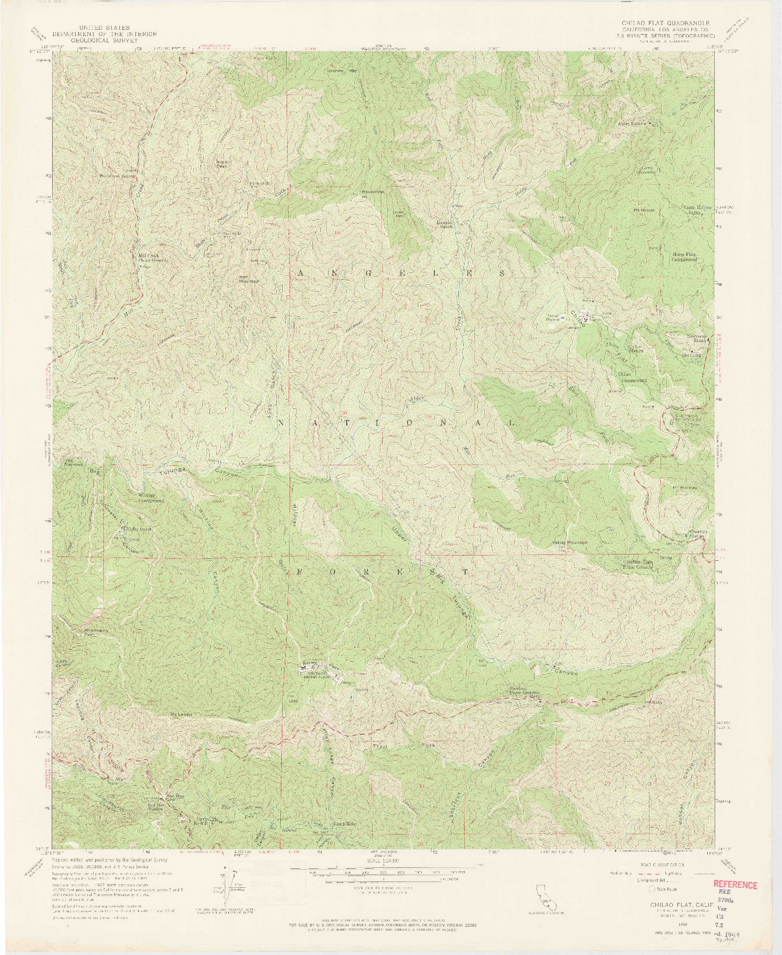 USGS 1:24000-SCALE QUADRANGLE FOR CHILAO FLAT, CA 1959