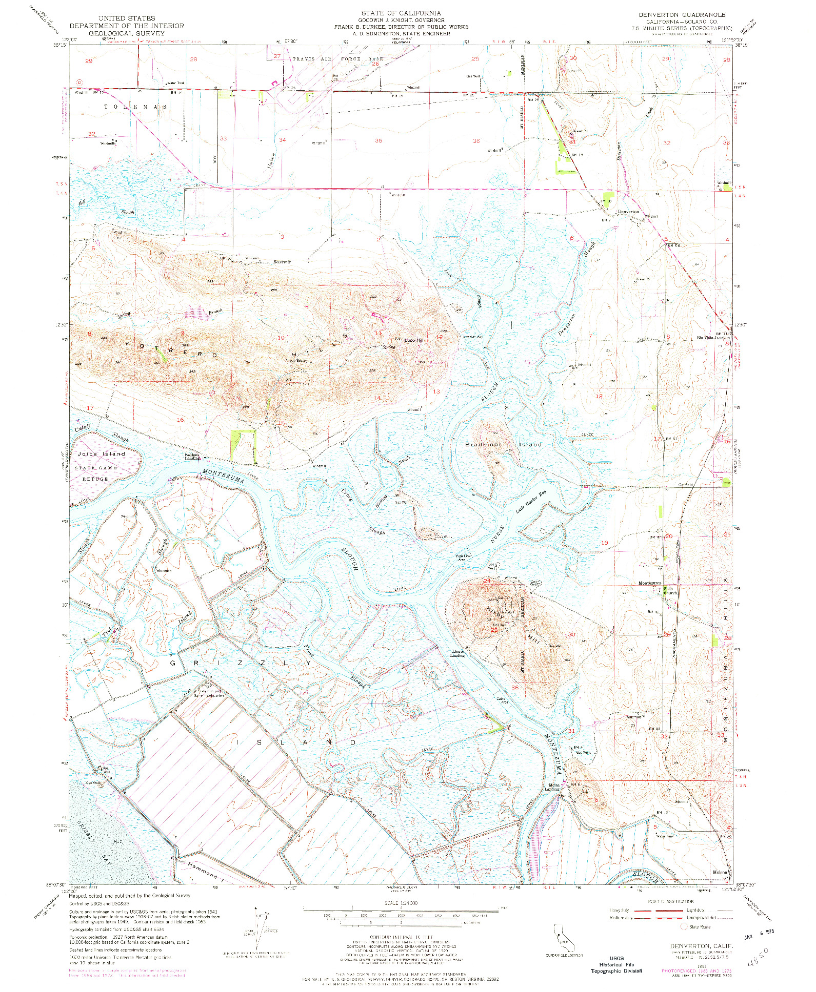 USGS 1:24000-SCALE QUADRANGLE FOR DENVERTON, CA 1953