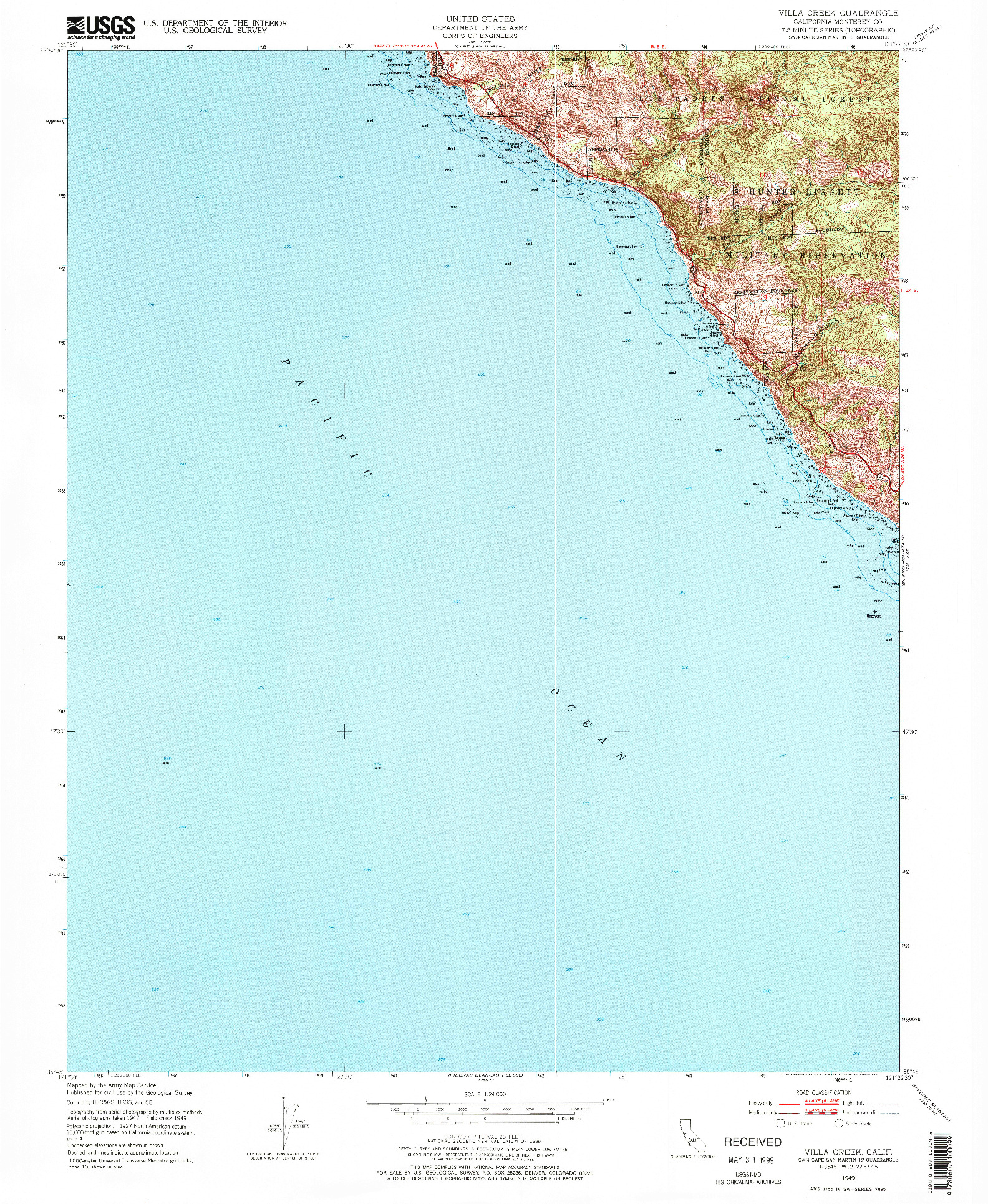 USGS 1:24000-SCALE QUADRANGLE FOR VILLA CREEK, CA 1949