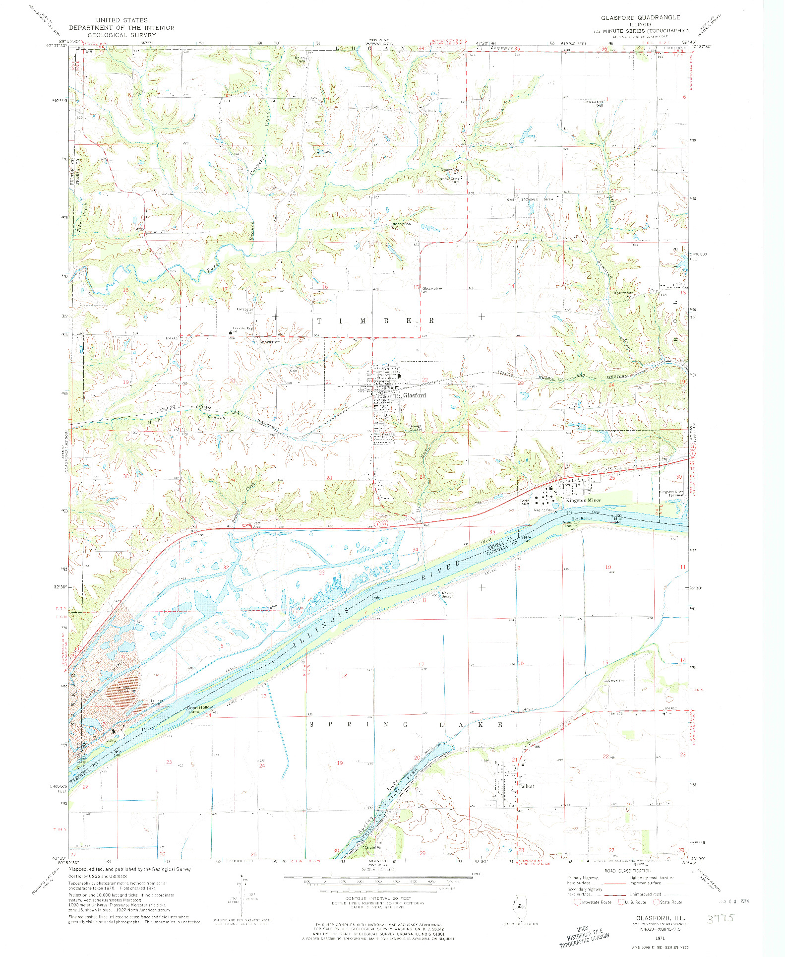 USGS 1:24000-SCALE QUADRANGLE FOR GLASFORD, IL 1971