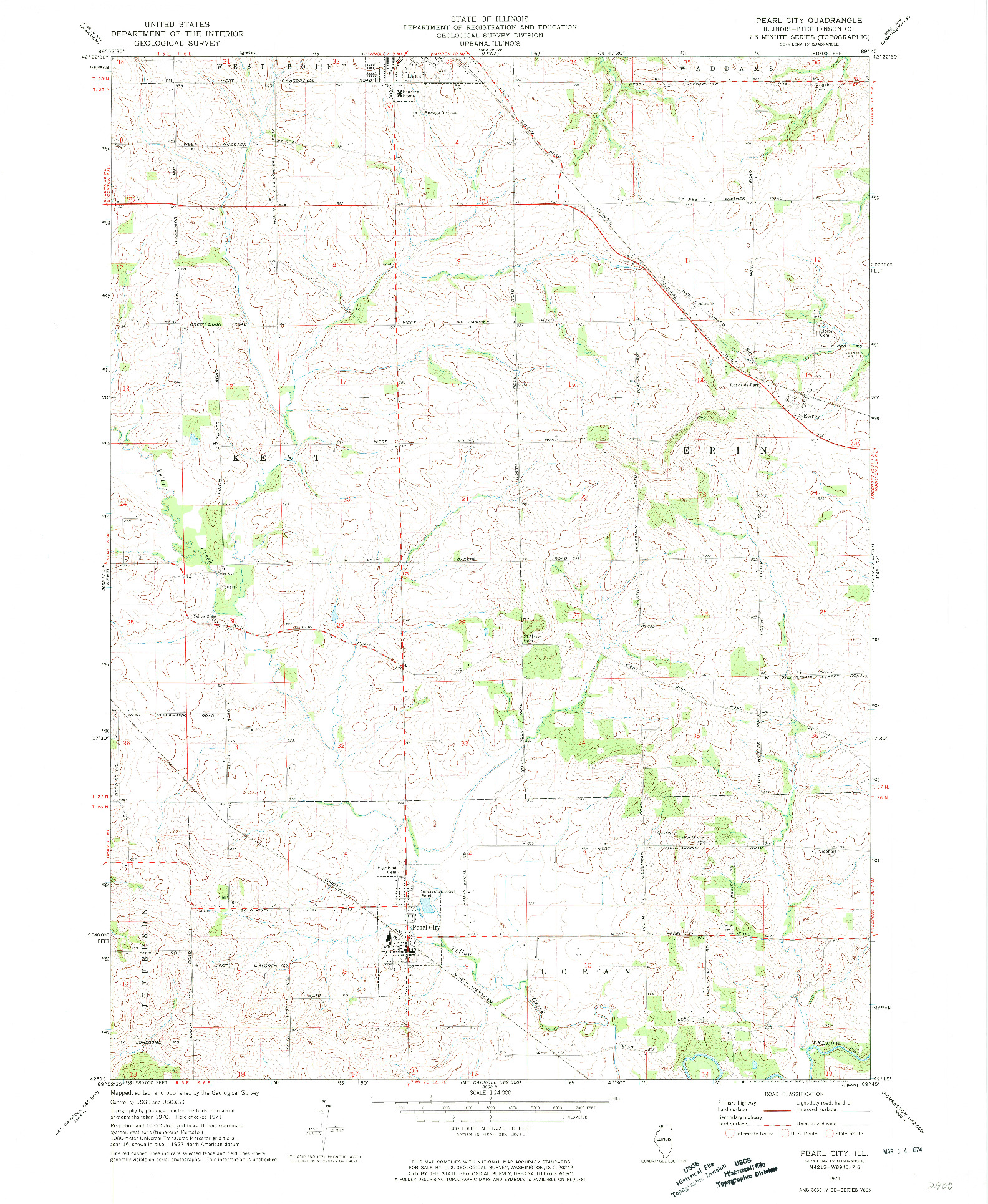 USGS 1:24000-SCALE QUADRANGLE FOR PEARL CITY, IL 1971