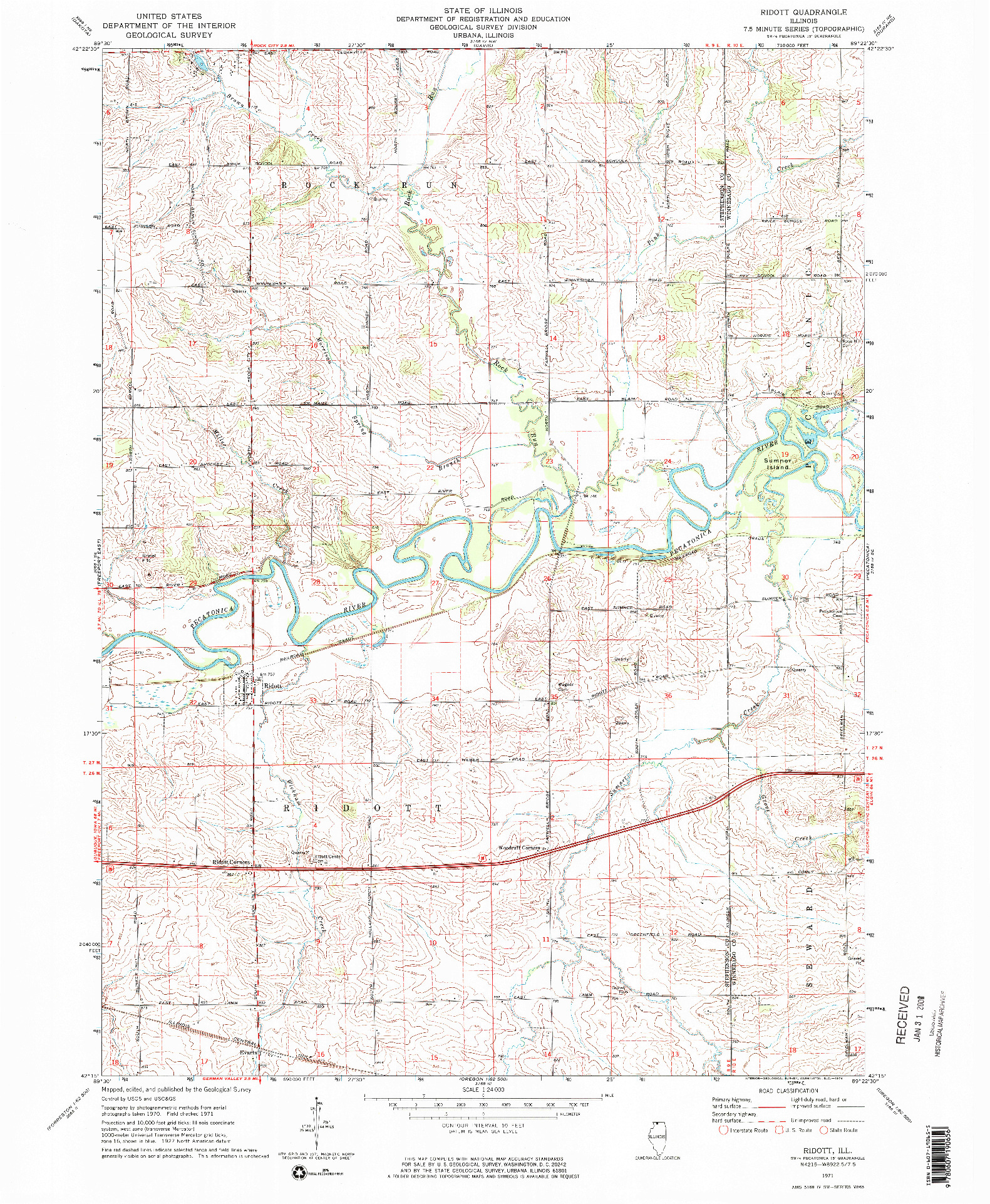 USGS 1:24000-SCALE QUADRANGLE FOR RIDOTT, IL 1971