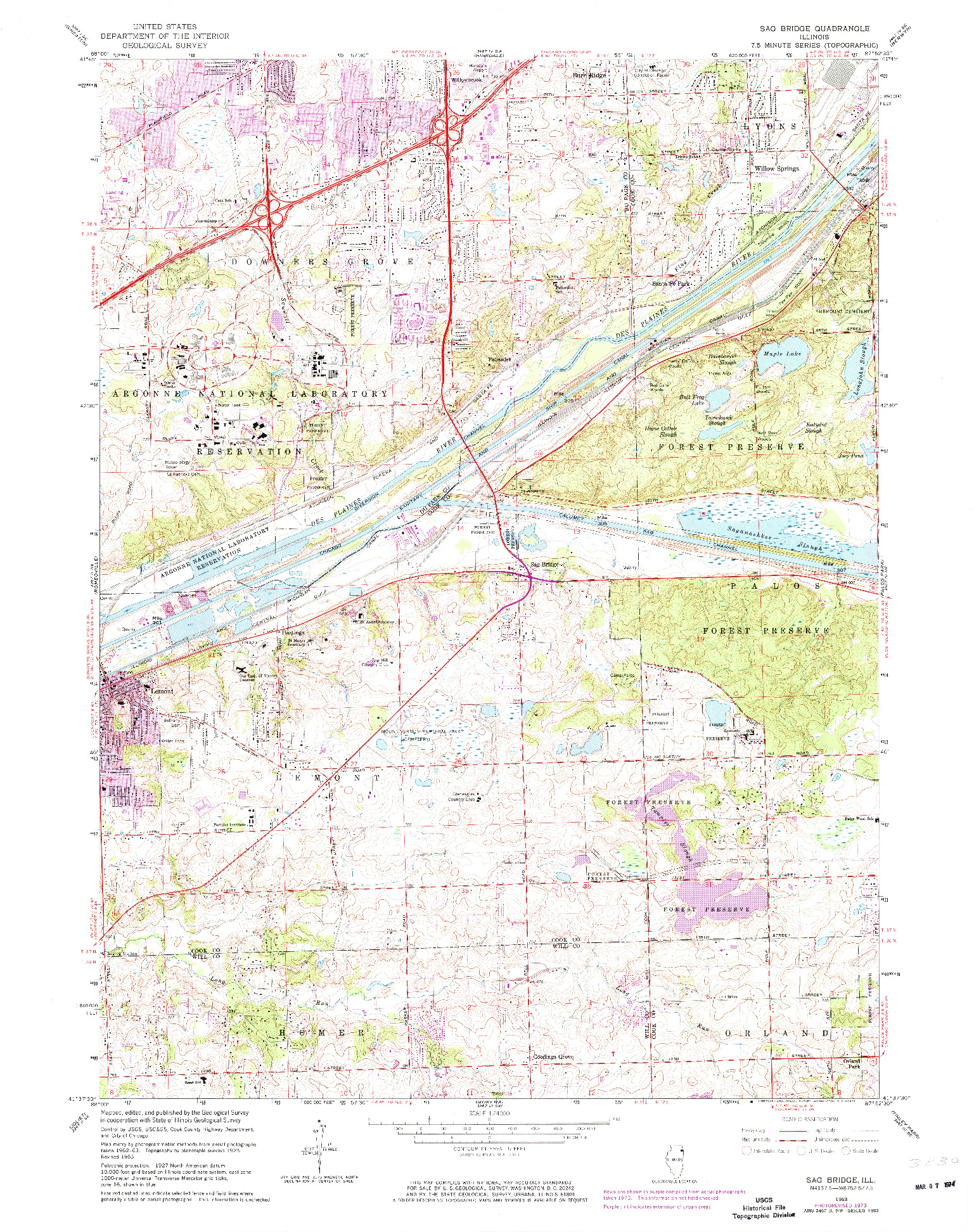 USGS 1:24000-SCALE QUADRANGLE FOR SAG BRIDGE, IL 1963