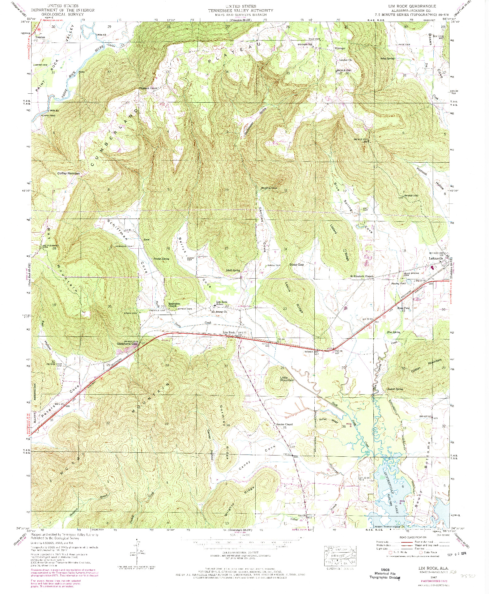USGS 1:24000-SCALE QUADRANGLE FOR LIM ROCK, AL 1947