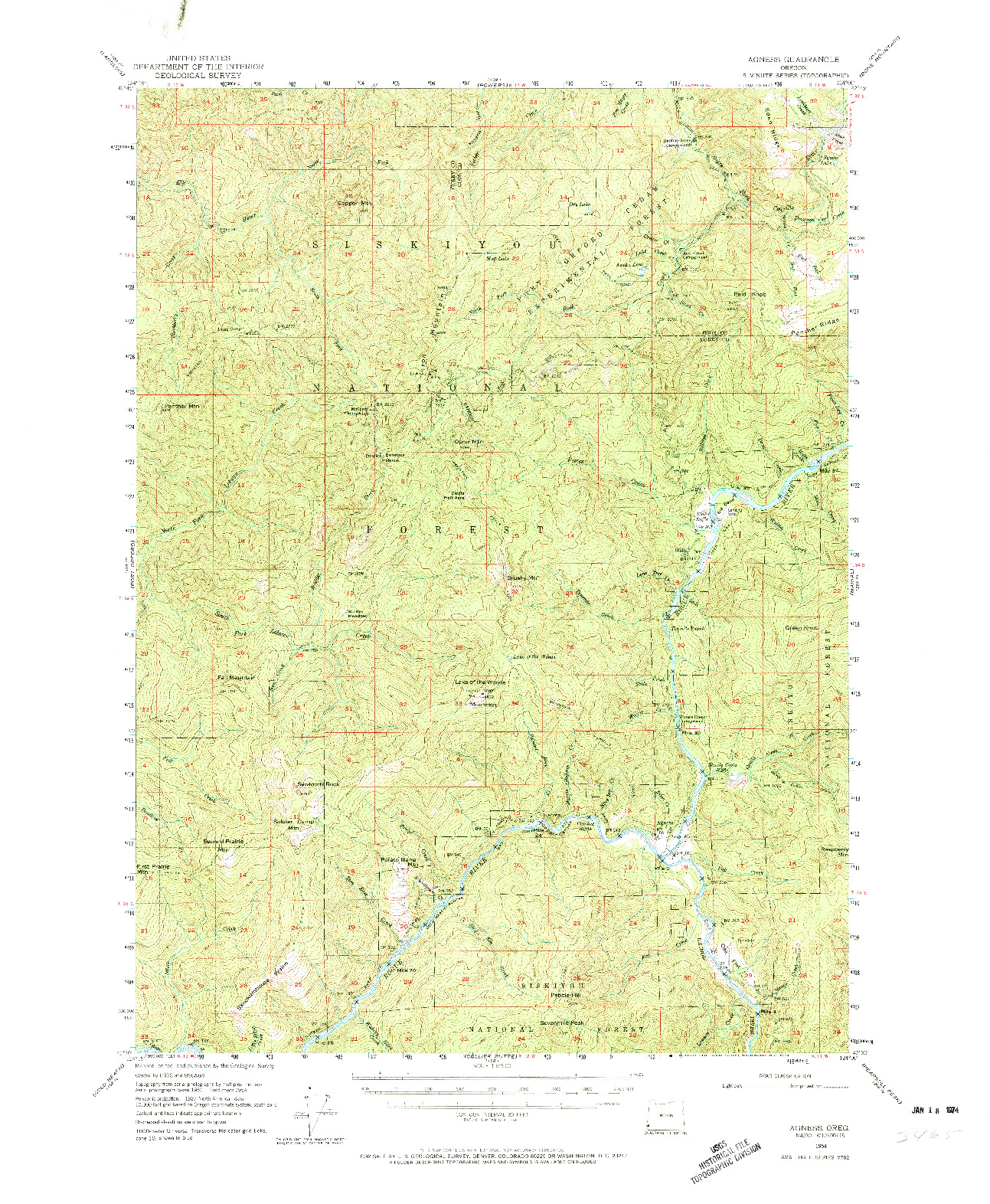 USGS 1:62500-SCALE QUADRANGLE FOR AGNESS, OR 1954