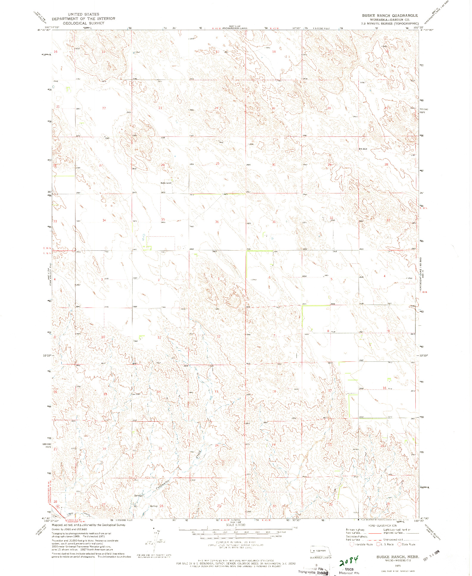 USGS 1:24000-SCALE QUADRANGLE FOR BUSKE RANCH, NE 1971