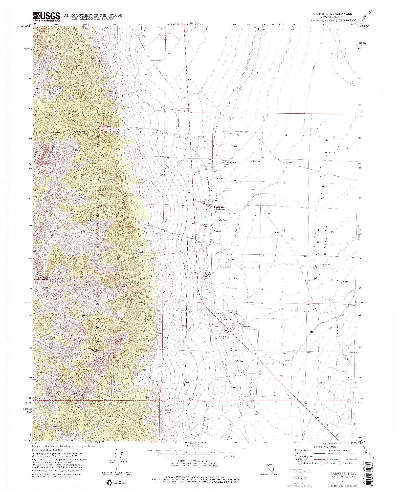 USGS 1:24000-SCALE QUADRANGLE FOR CARVERS, NV 1971