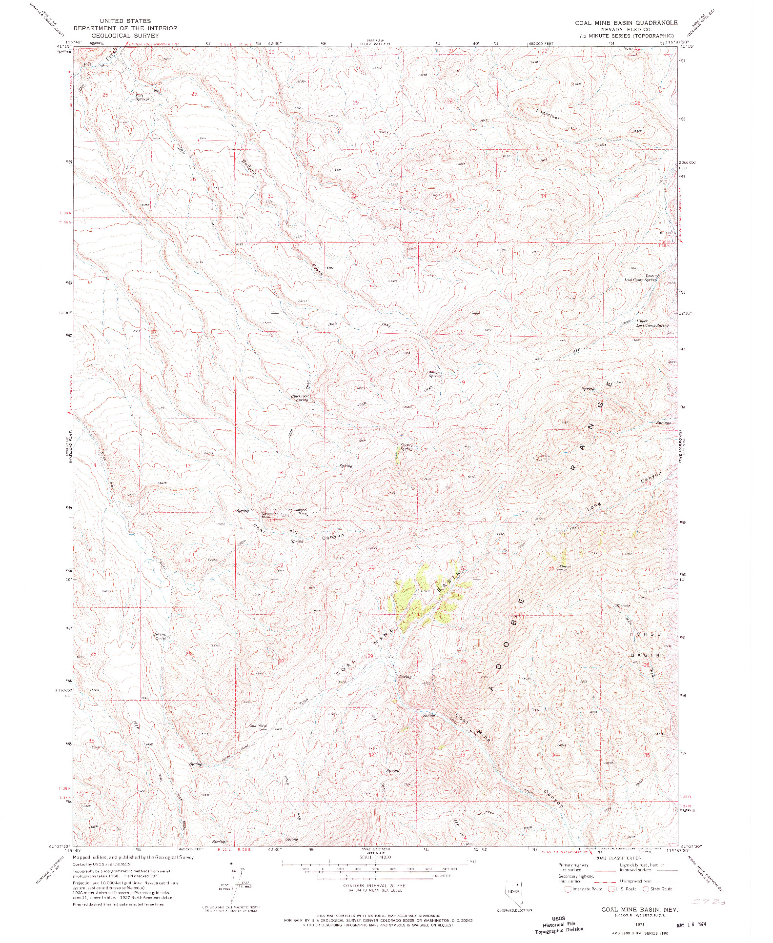 USGS 1:24000-SCALE QUADRANGLE FOR COAL MINE BASIN, NV 1971