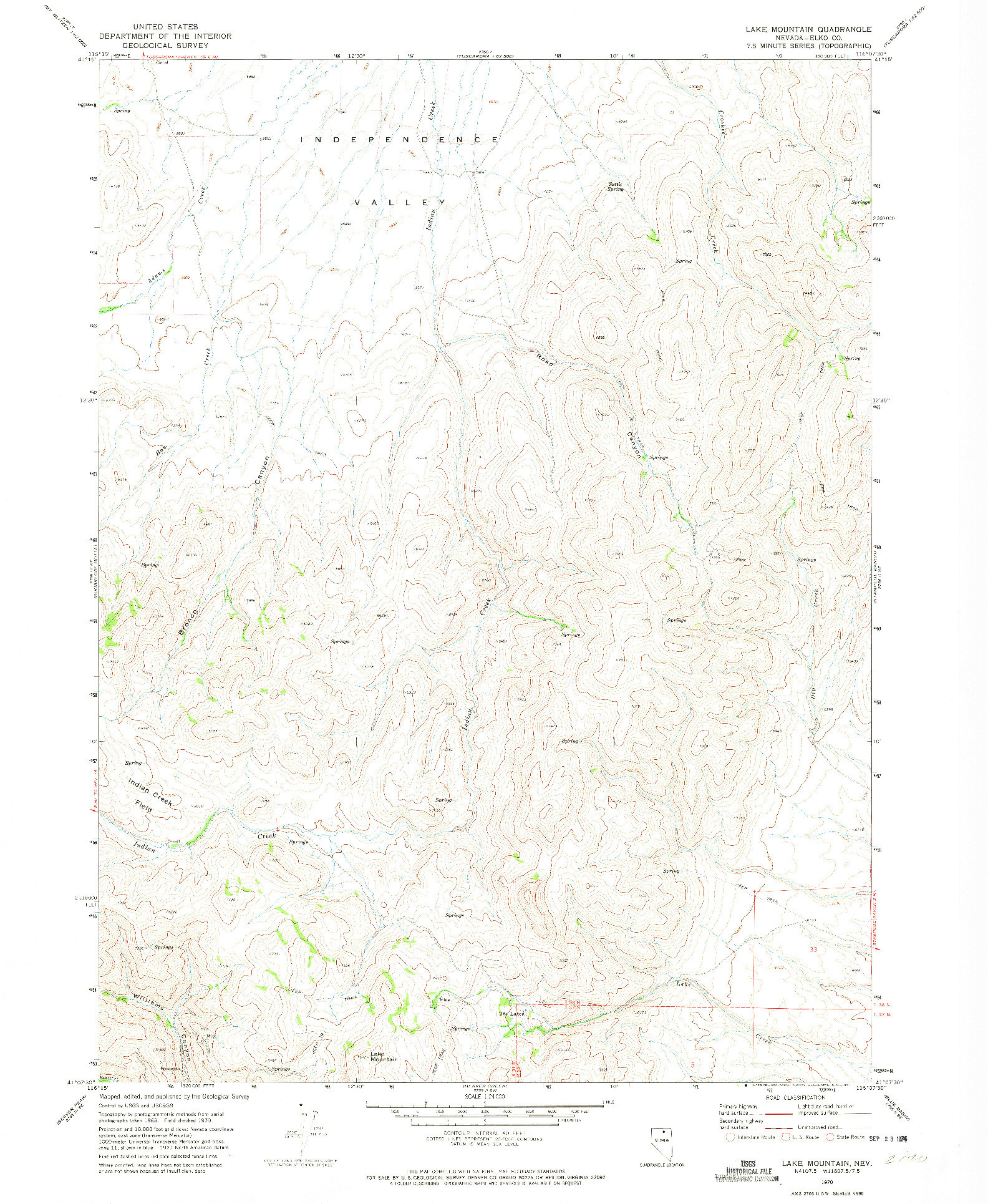 USGS 1:24000-SCALE QUADRANGLE FOR LAKE MOUNTAIN, NV 1970