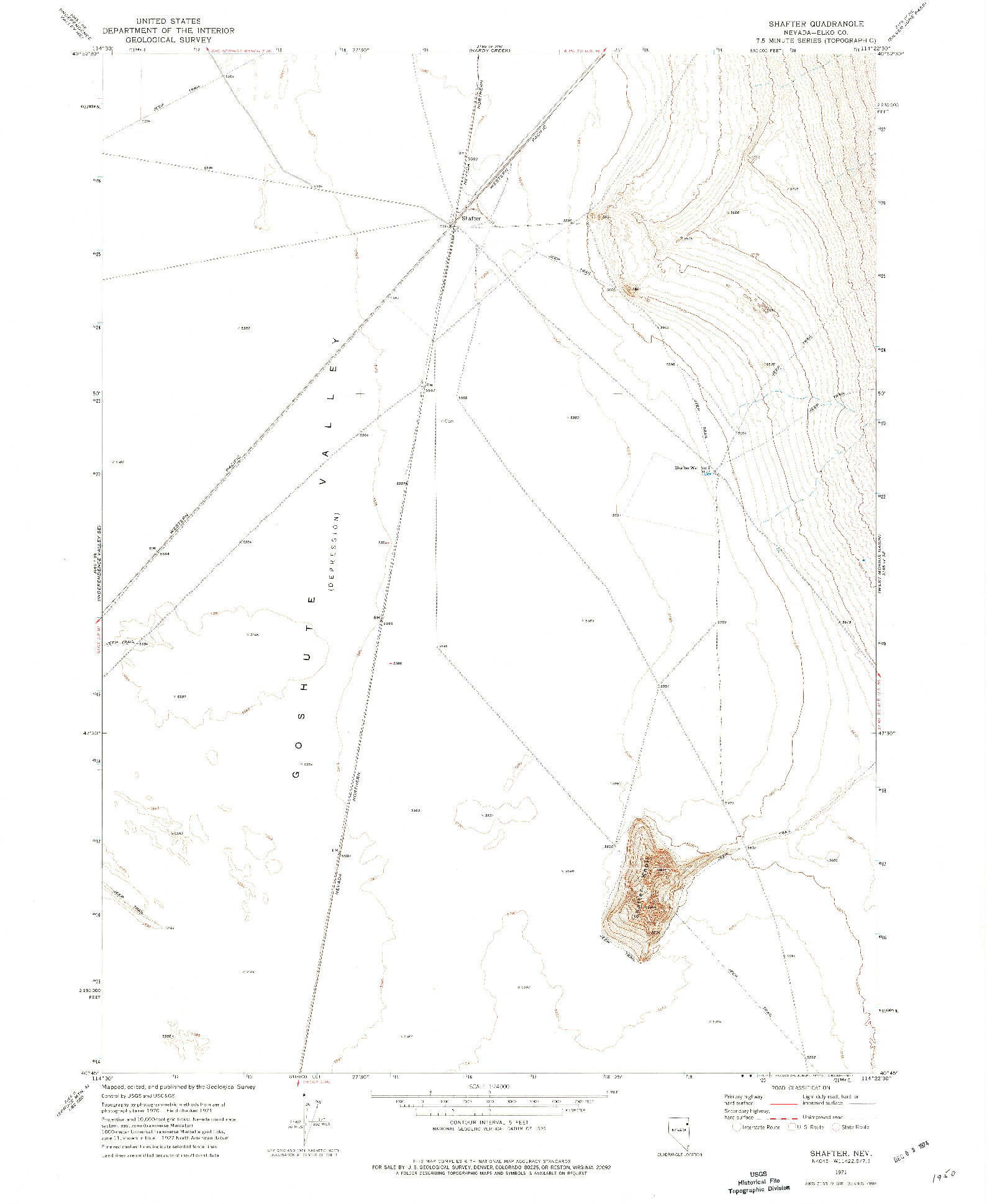 USGS 1:24000-SCALE QUADRANGLE FOR SHAFTER, NV 1971