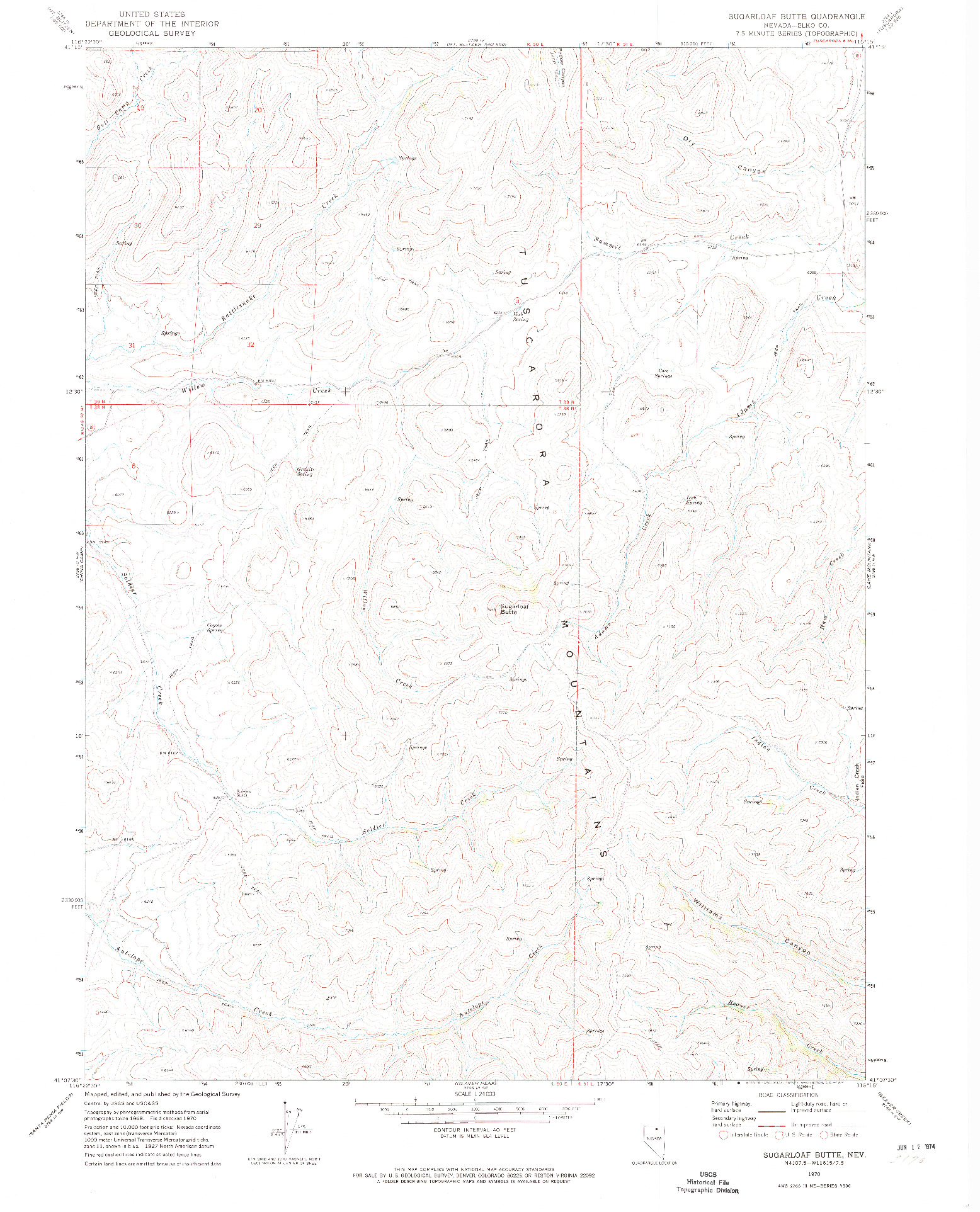 USGS 1:24000-SCALE QUADRANGLE FOR SUGARLOAF BUTTE, NV 1970
