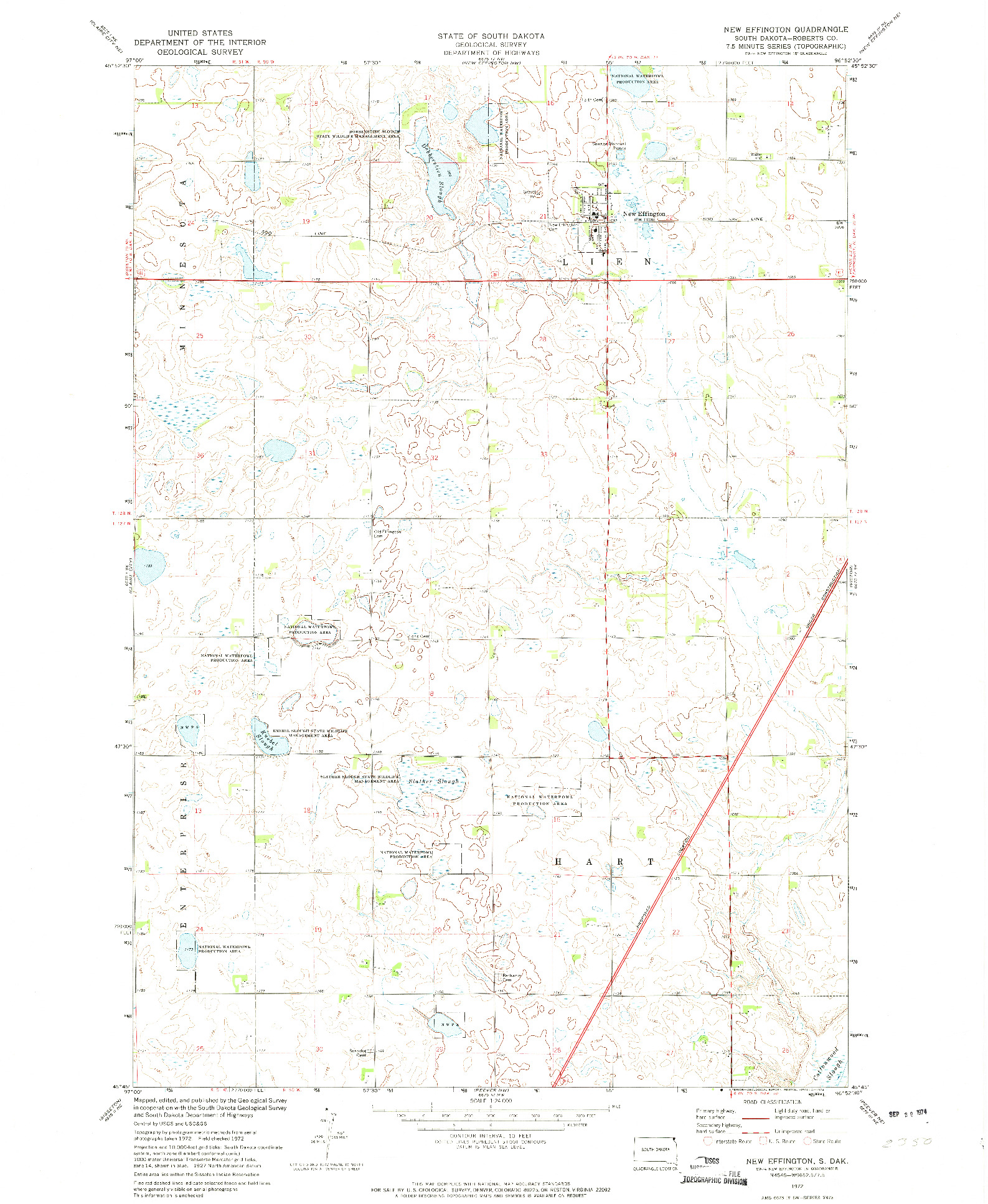 USGS 1:24000-SCALE QUADRANGLE FOR NEW EFFINGTON, SD 1972