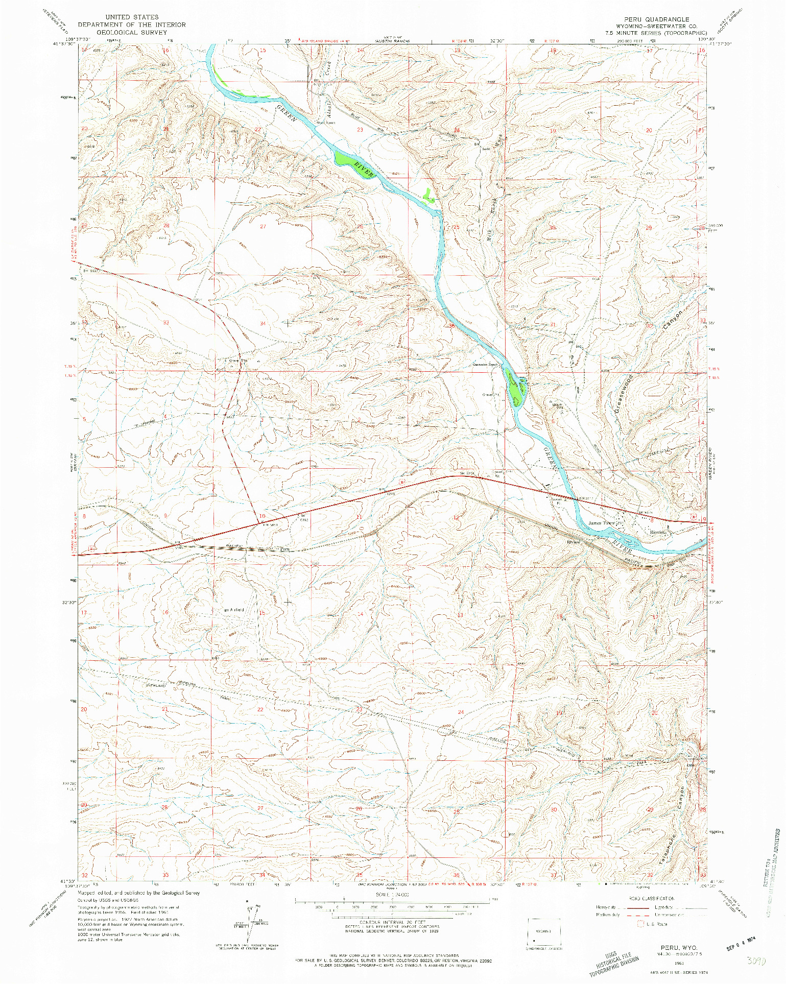 USGS 1:24000-SCALE QUADRANGLE FOR PERU, WY 1961