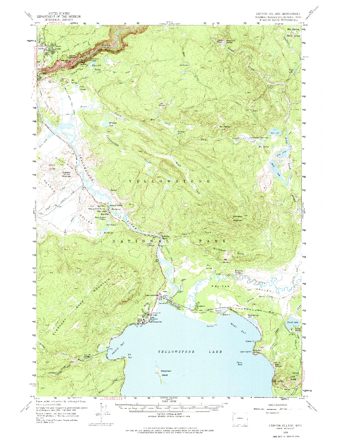 USGS 1:62500-SCALE QUADRANGLE FOR CANYON VILLAGE, WY 1959
