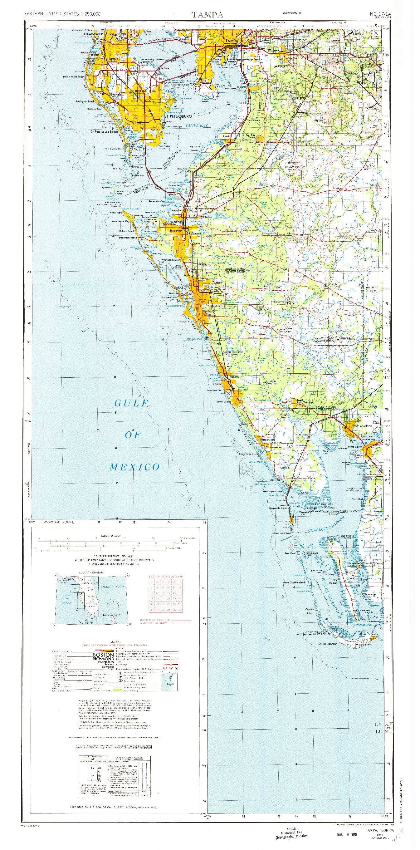 USGS 1:250000-SCALE QUADRANGLE FOR TAMPA, FL 1972