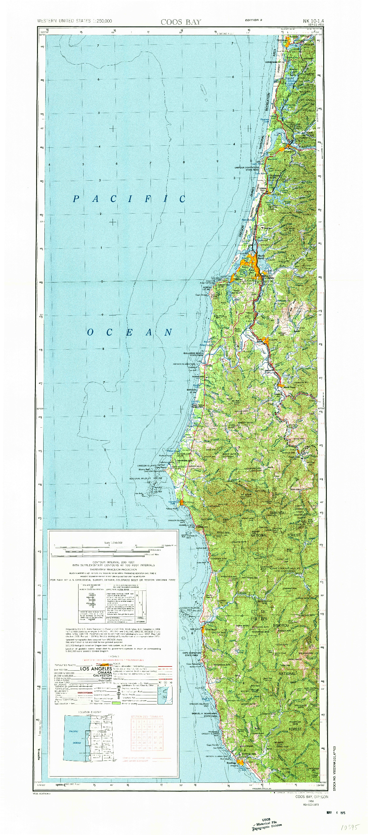 USGS 1:250000-SCALE QUADRANGLE FOR COOS BAY, OR 1958