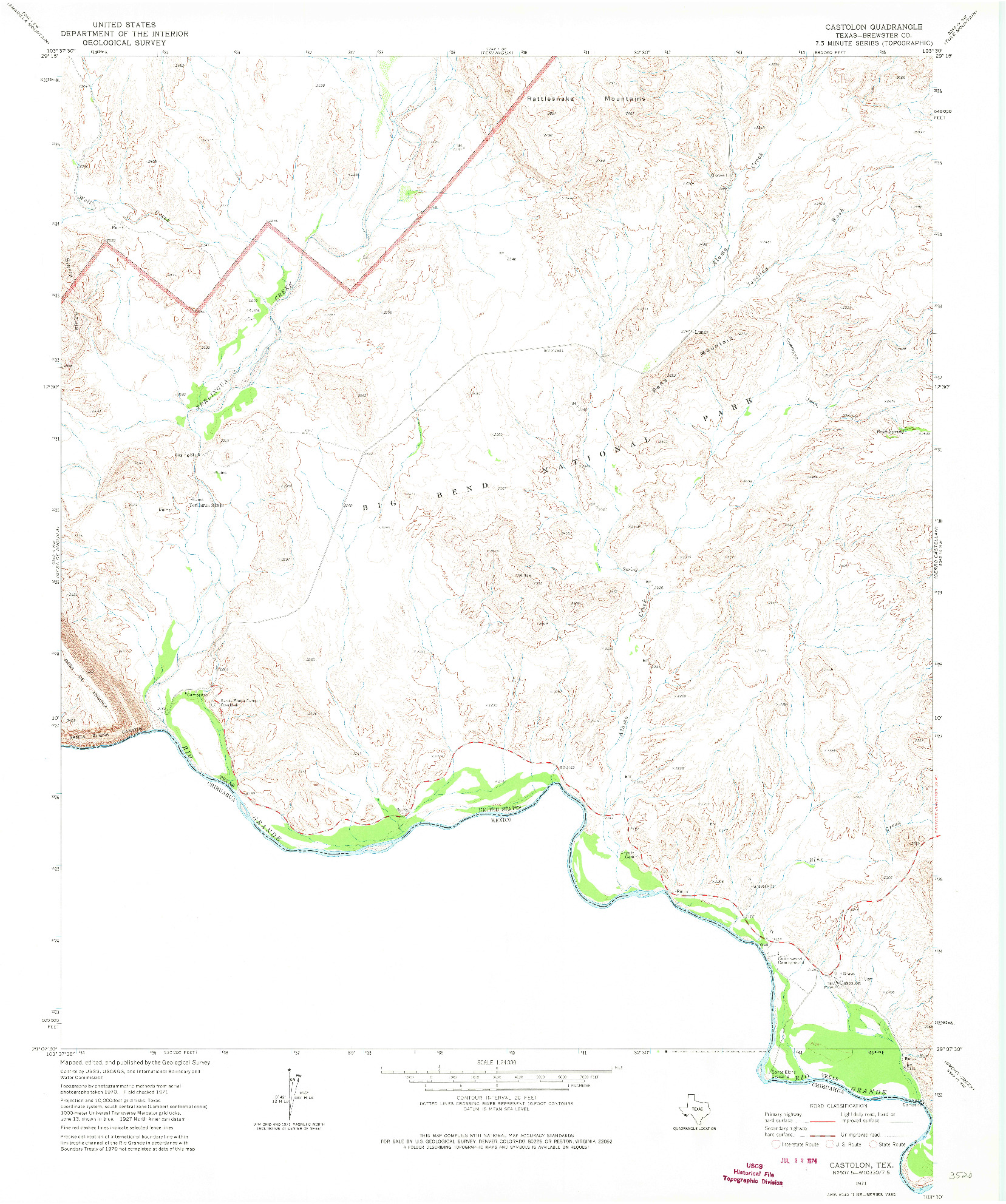 USGS 1:24000-SCALE QUADRANGLE FOR CASTOLON, TX 1971