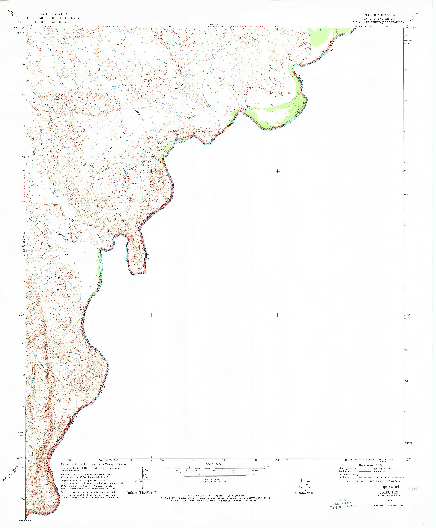 USGS 1:24000-SCALE QUADRANGLE FOR SOLIS, TX 1970