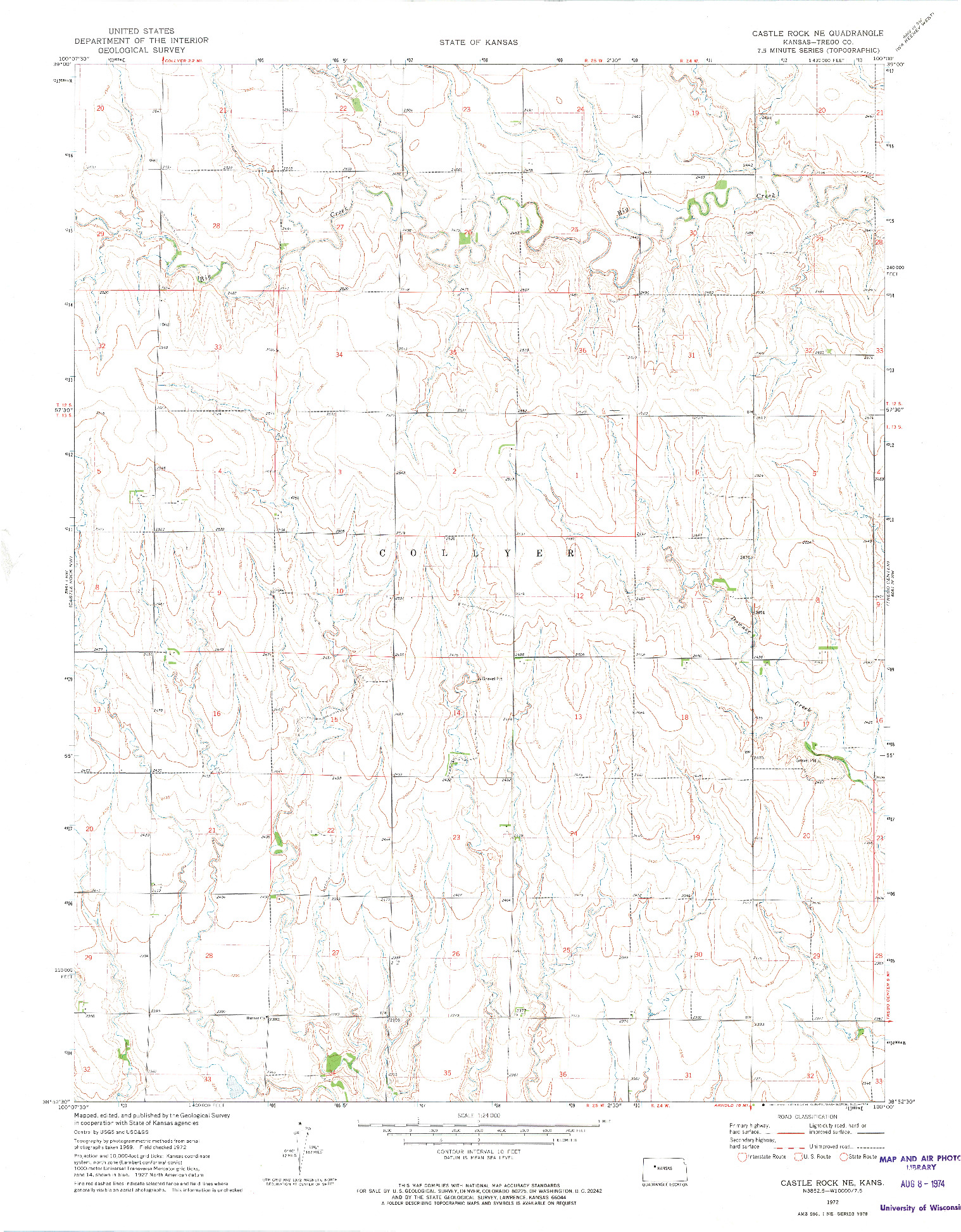 USGS 1:24000-SCALE QUADRANGLE FOR CASTLE ROCK NE, KS 1972