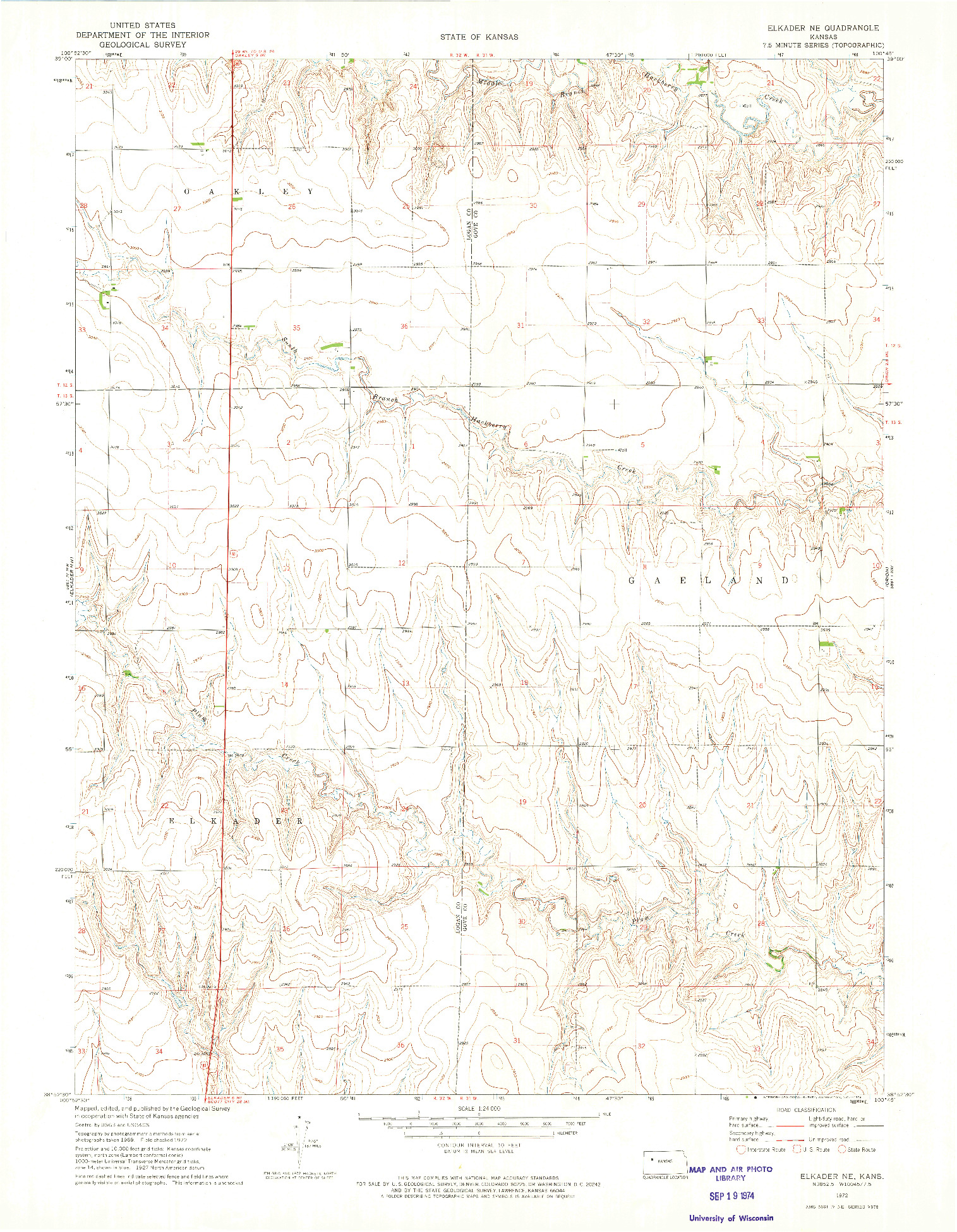 USGS 1:24000-SCALE QUADRANGLE FOR ELKADER NE, KS 1972