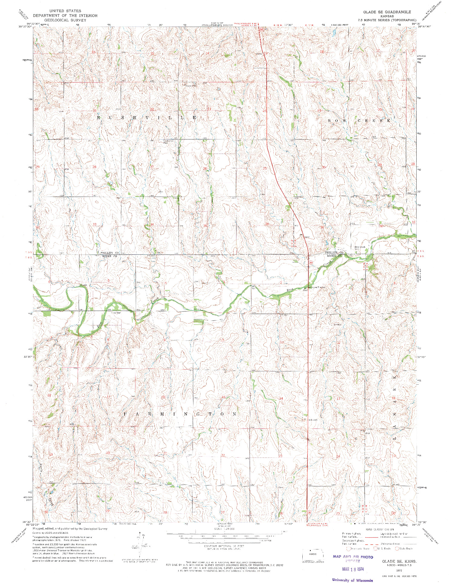 USGS 1:24000-SCALE QUADRANGLE FOR GLADE SE, KS 1972