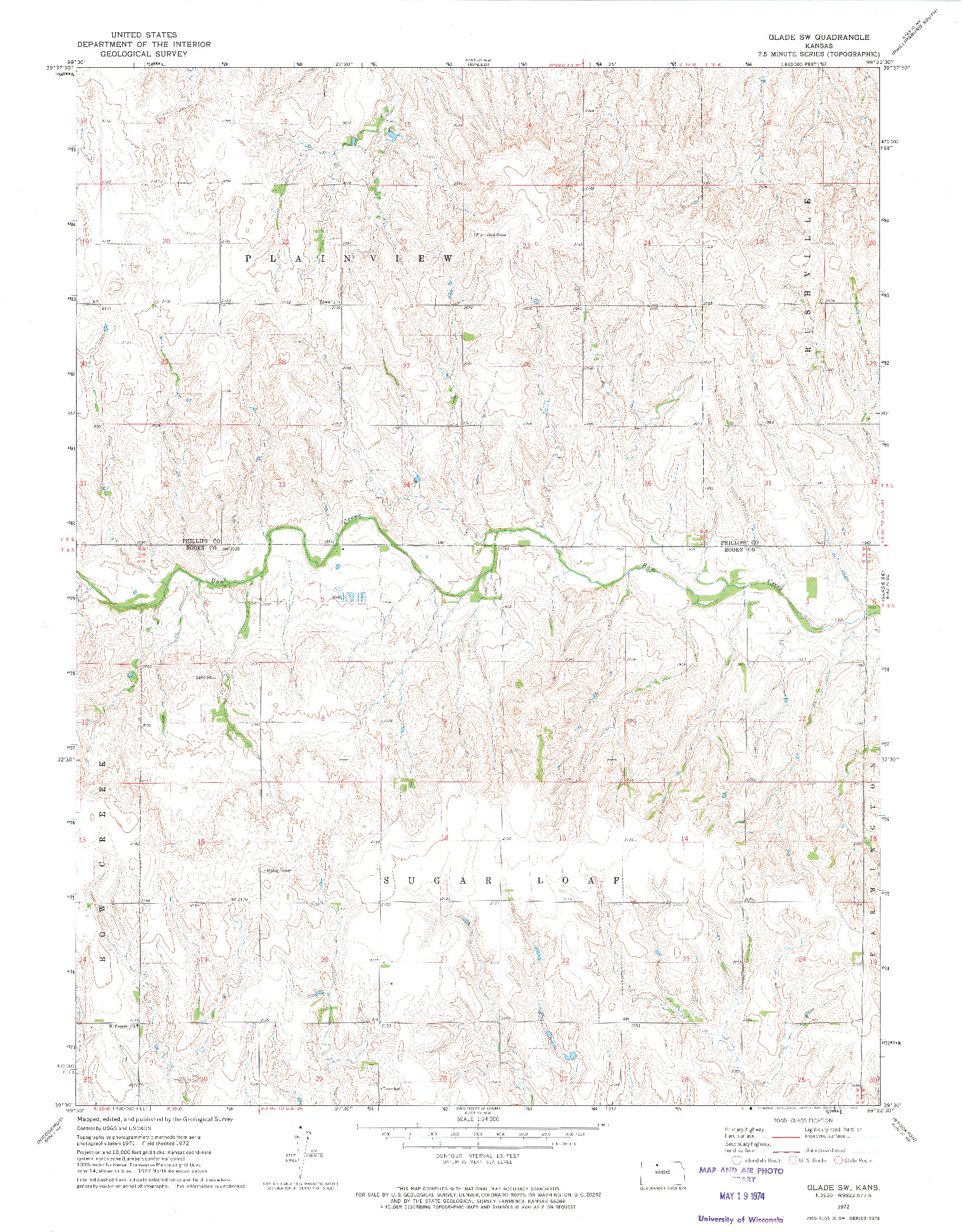 USGS 1:24000-SCALE QUADRANGLE FOR GLADE SW, KS 1972