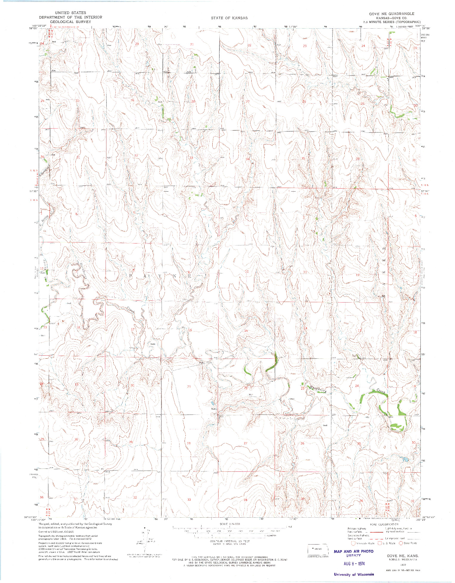 USGS 1:24000-SCALE QUADRANGLE FOR GOVE NE, KS 1972