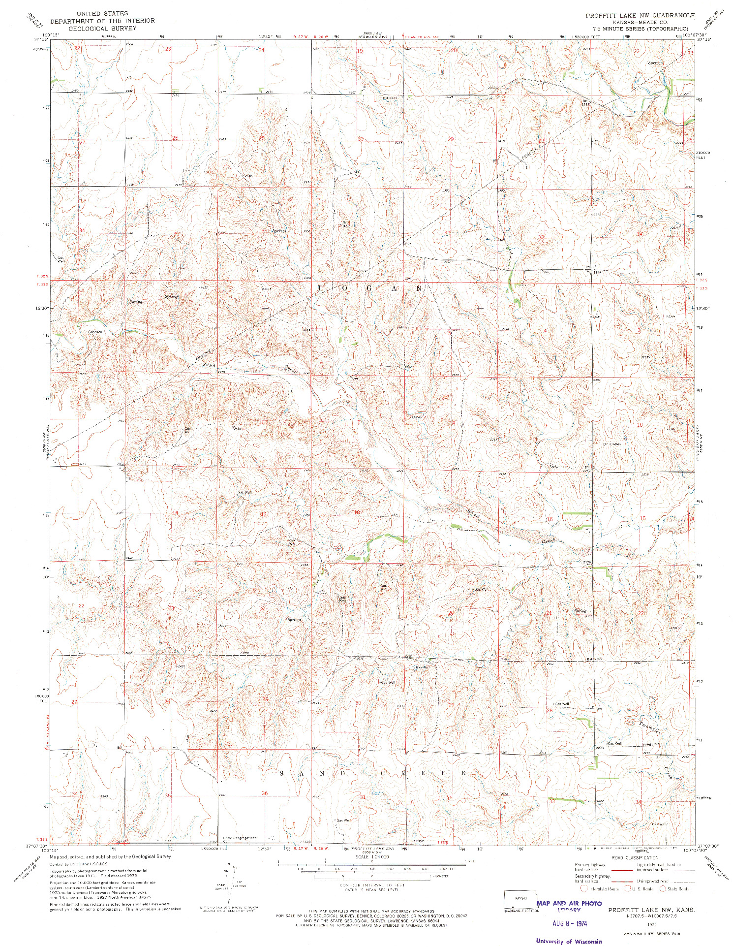 USGS 1:24000-SCALE QUADRANGLE FOR PROFFITT LAKE NW, KS 1972