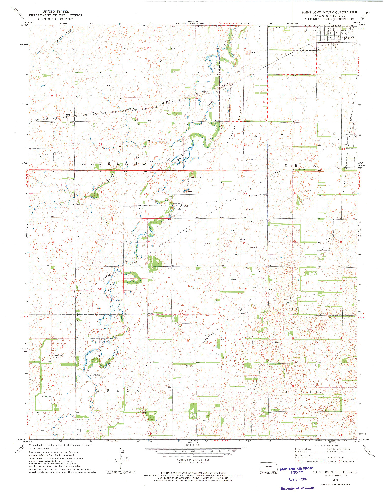 USGS 1:24000-SCALE QUADRANGLE FOR SAINT JOHN SOUTH, KS 1972