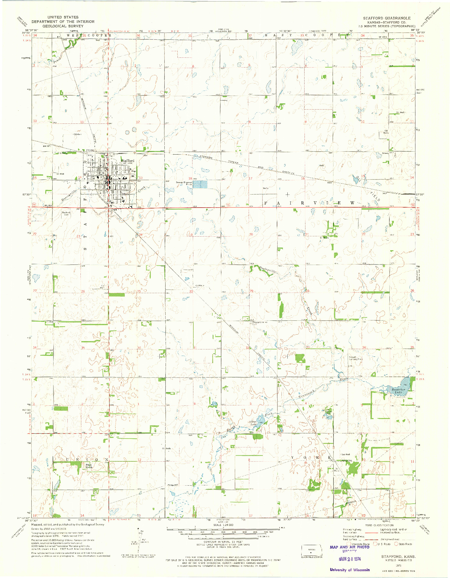 USGS 1:24000-SCALE QUADRANGLE FOR STAFFORD, KS 1971