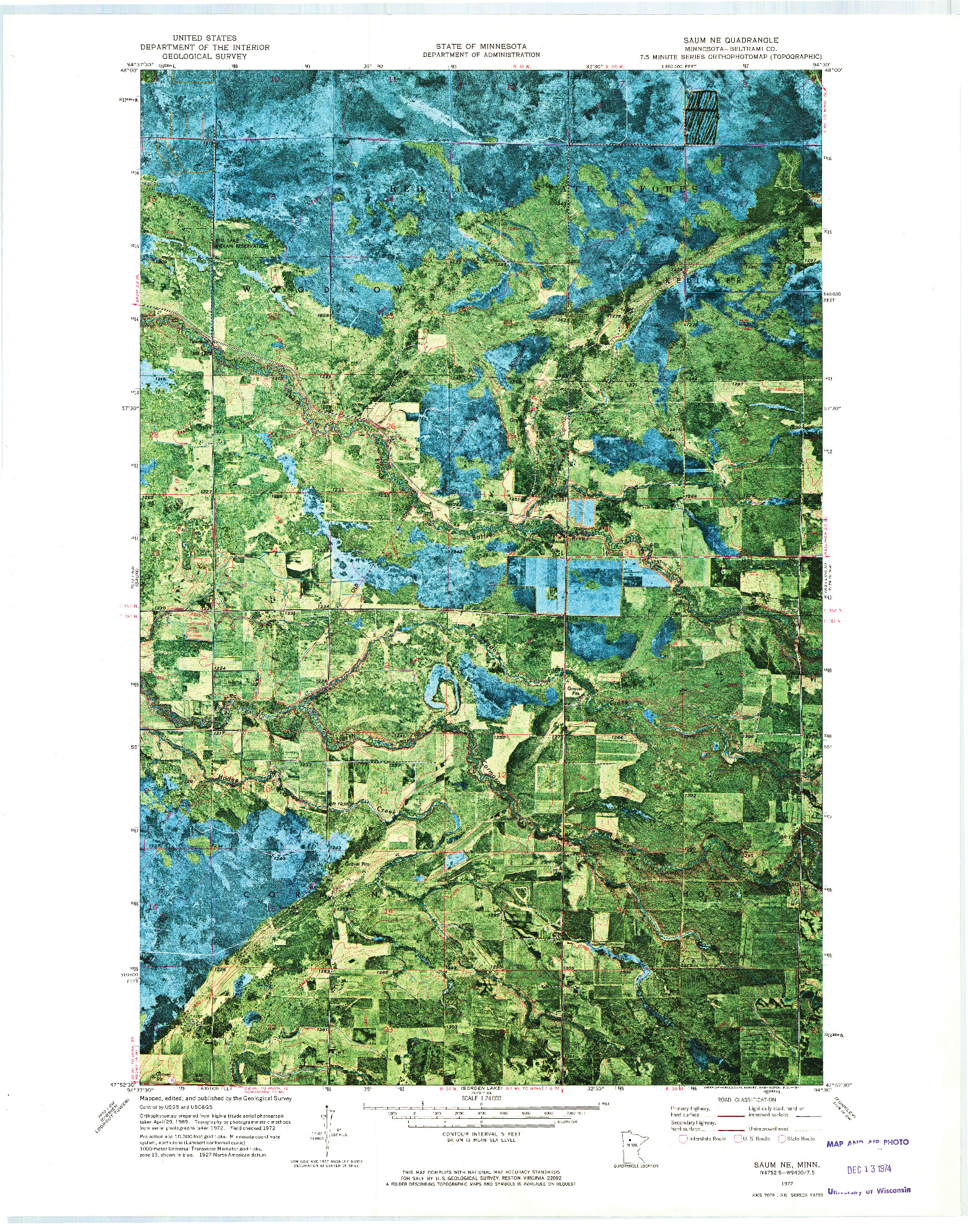 USGS 1:24000-SCALE QUADRANGLE FOR SAUM NE, MN 1972