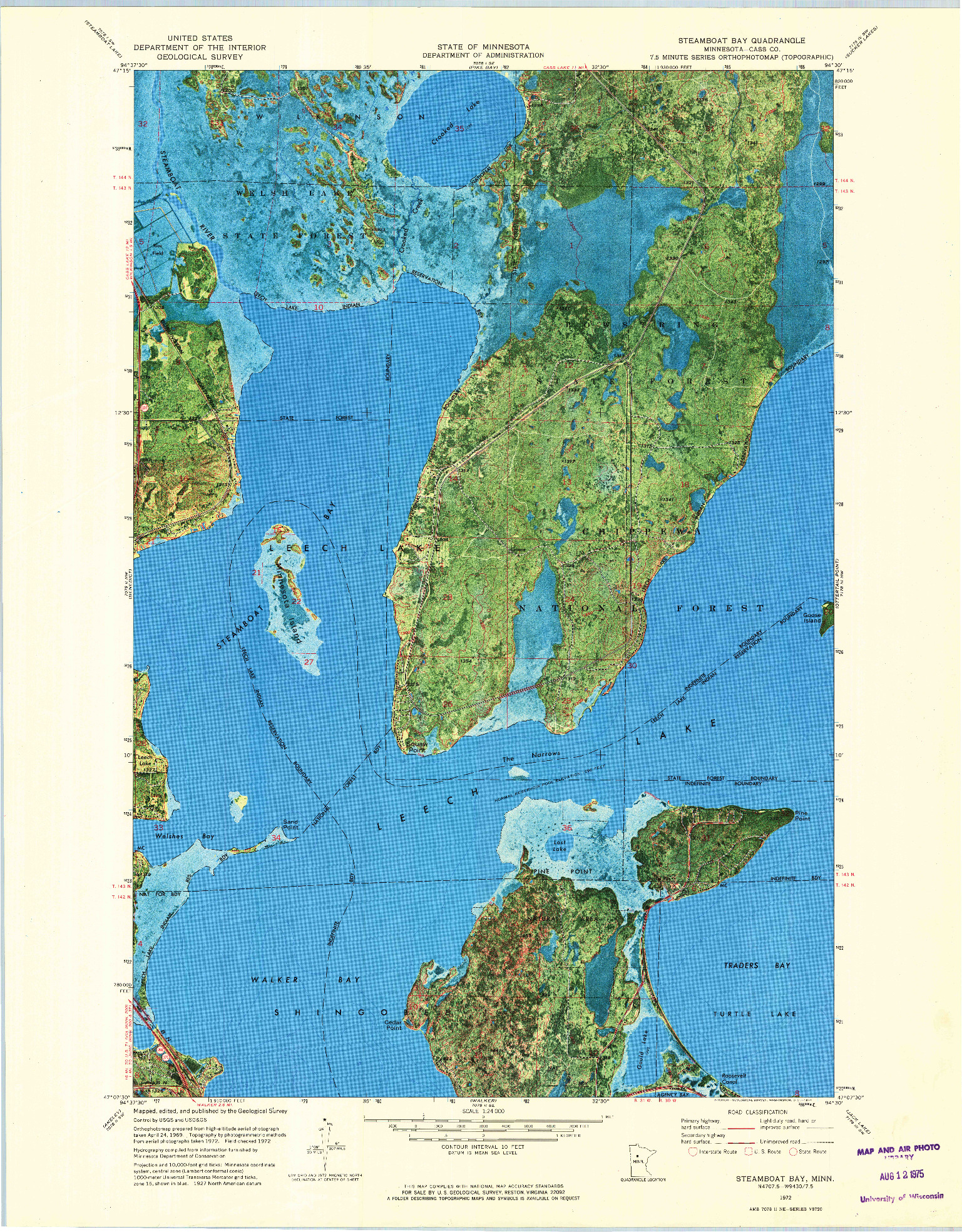 USGS 1:24000-SCALE QUADRANGLE FOR STEAMBOAT BAY, MN 1972