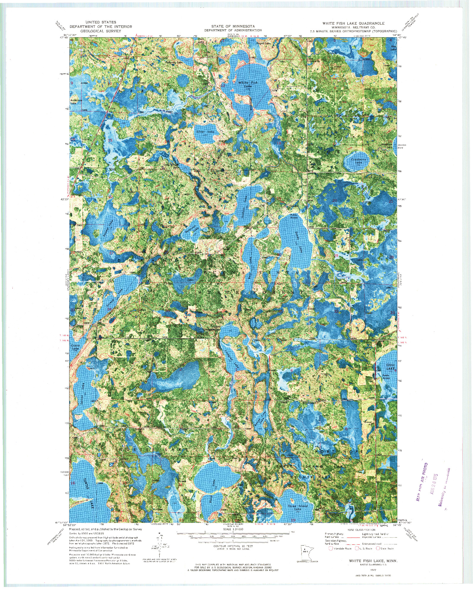 USGS 1:24000-SCALE QUADRANGLE FOR WHITE FISH LAKE, MN 1972
