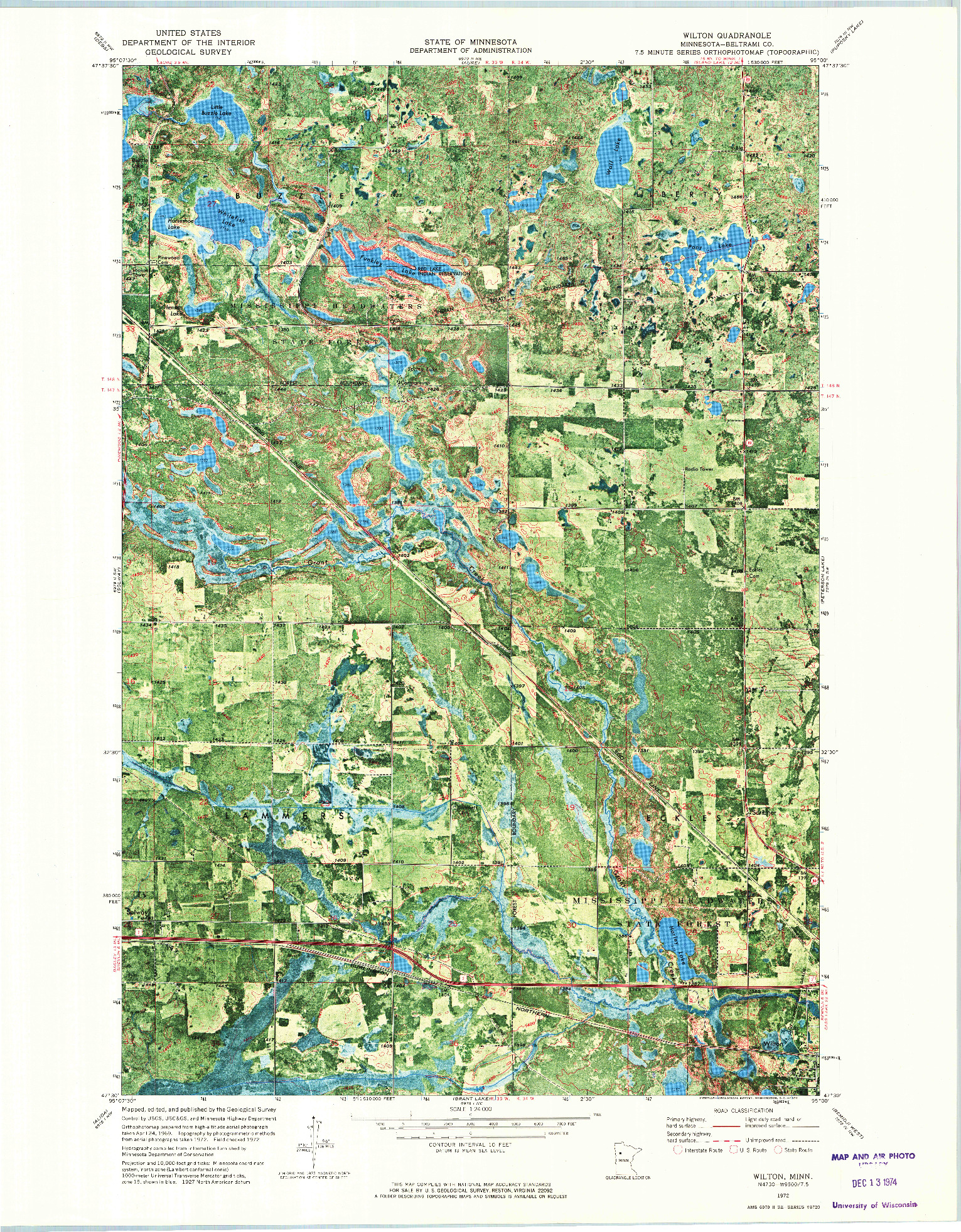 USGS 1:24000-SCALE QUADRANGLE FOR WILTON, MN 1972