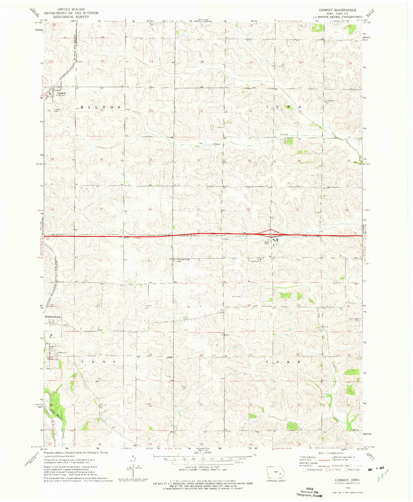 USGS 1:24000-SCALE QUADRANGLE FOR CONROY, IA 1973