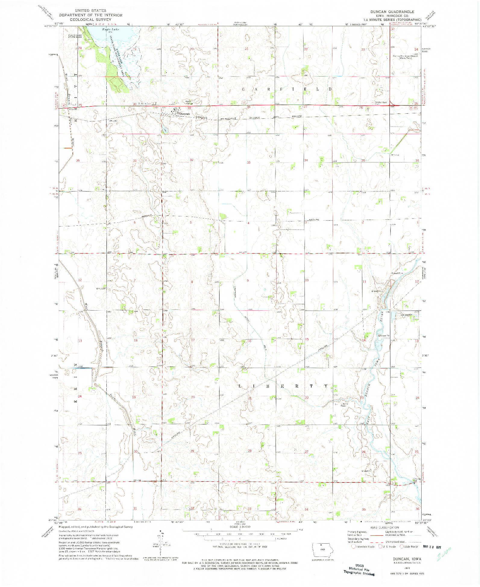 USGS 1:24000-SCALE QUADRANGLE FOR DUNCAN, IA 1972