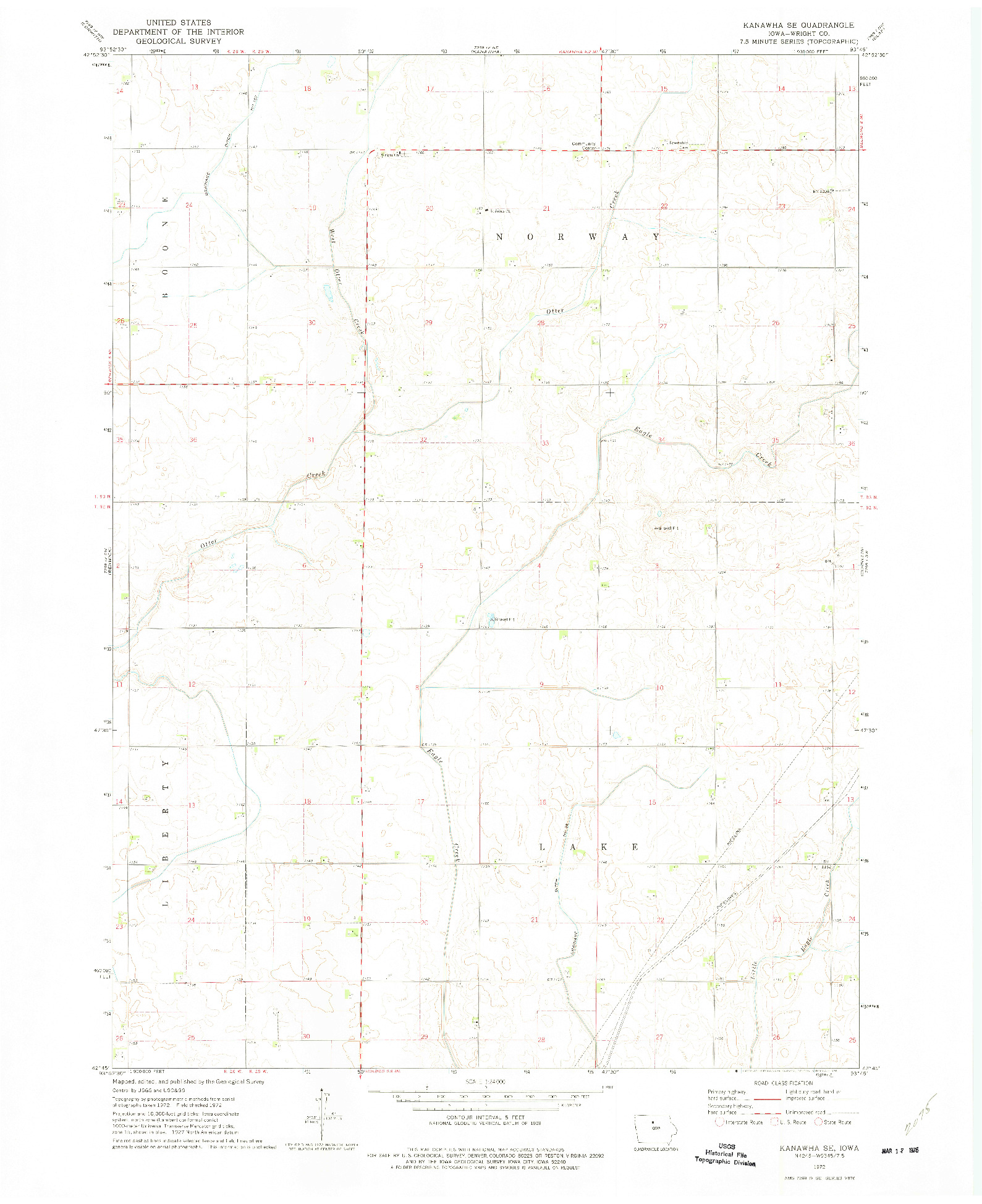 USGS 1:24000-SCALE QUADRANGLE FOR KANAWHA SE, IA 1972