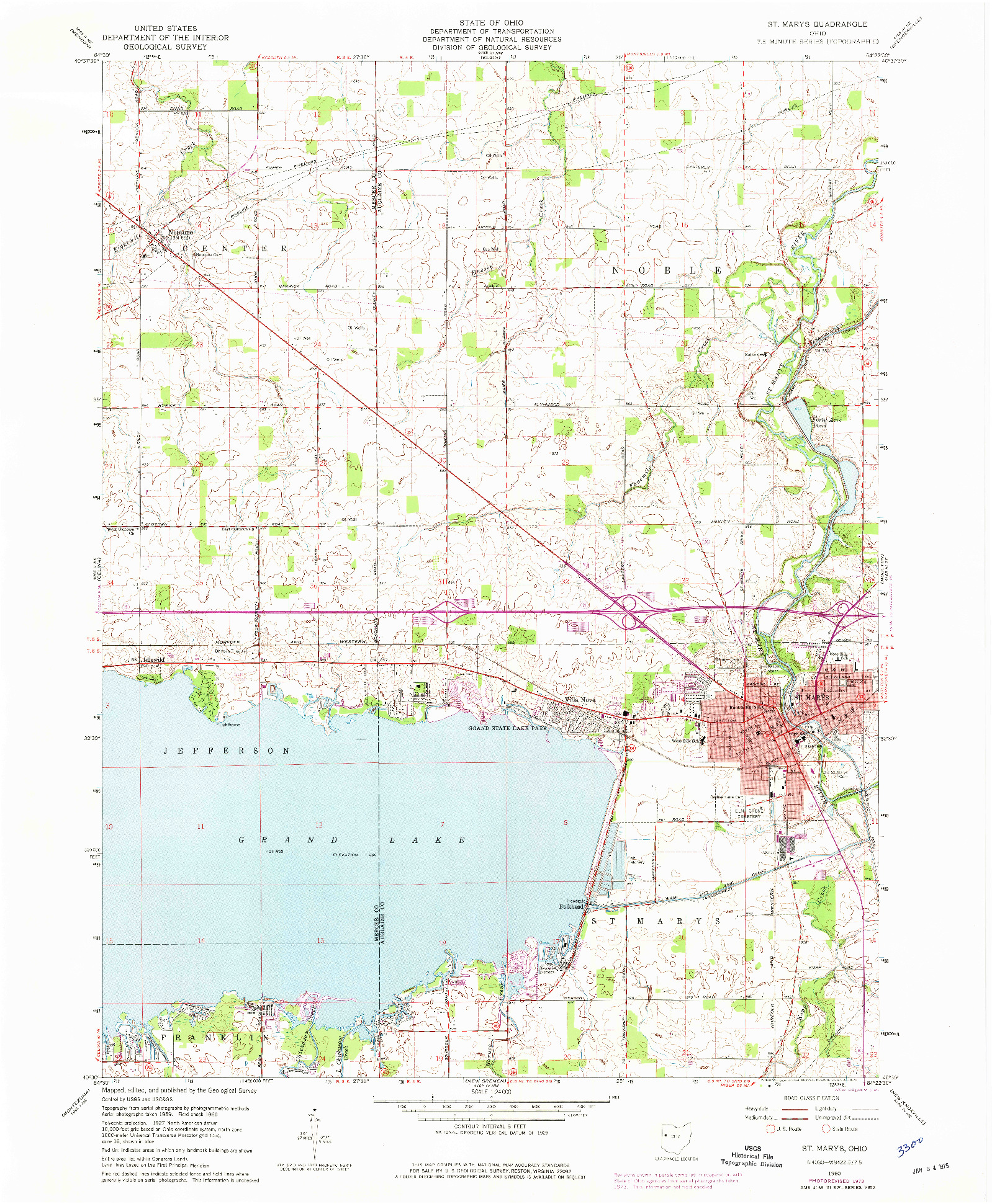 USGS 1:24000-SCALE QUADRANGLE FOR ST. MARYS, OH 1960