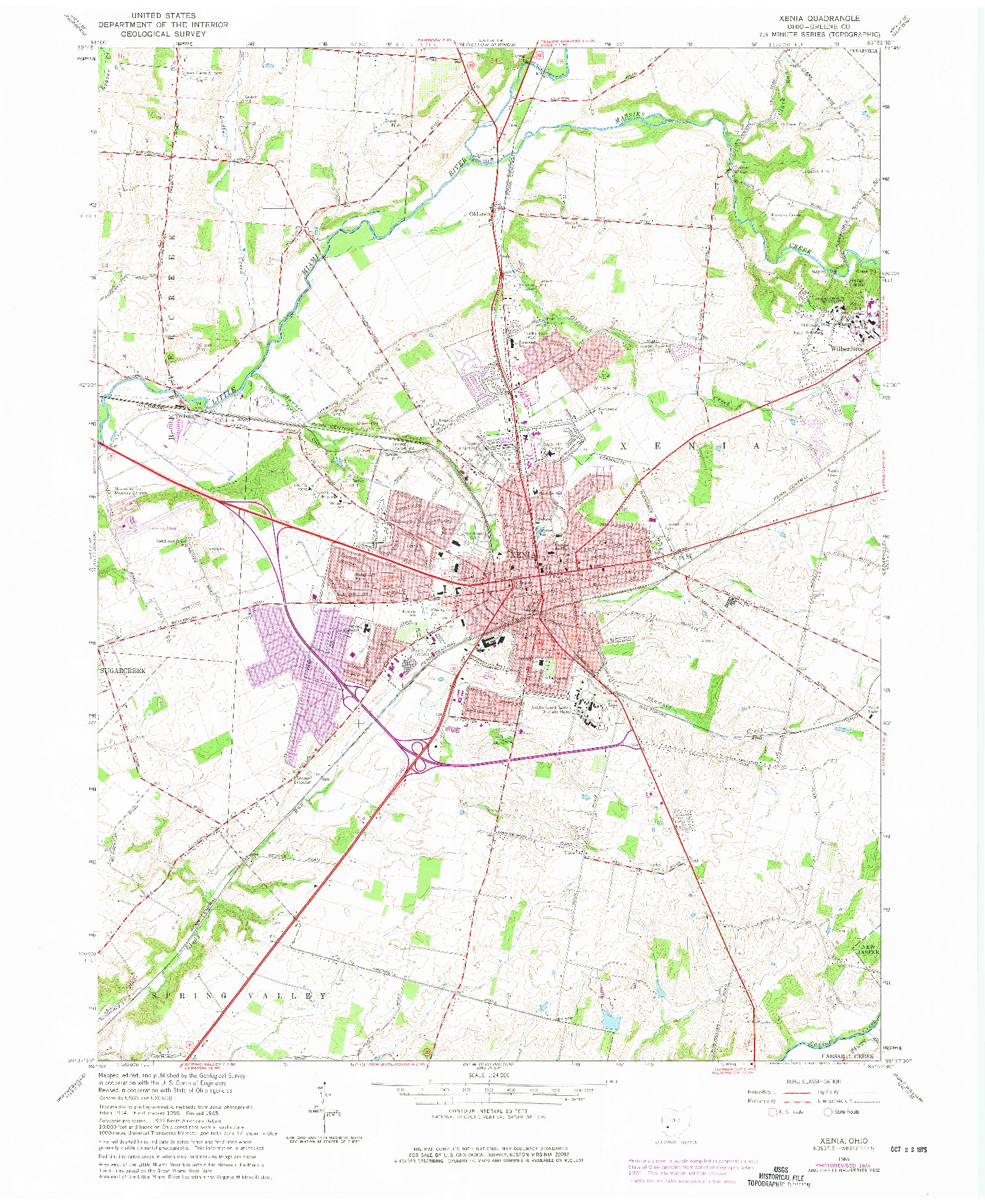 USGS 1:24000-SCALE QUADRANGLE FOR XENIA, OH 1965