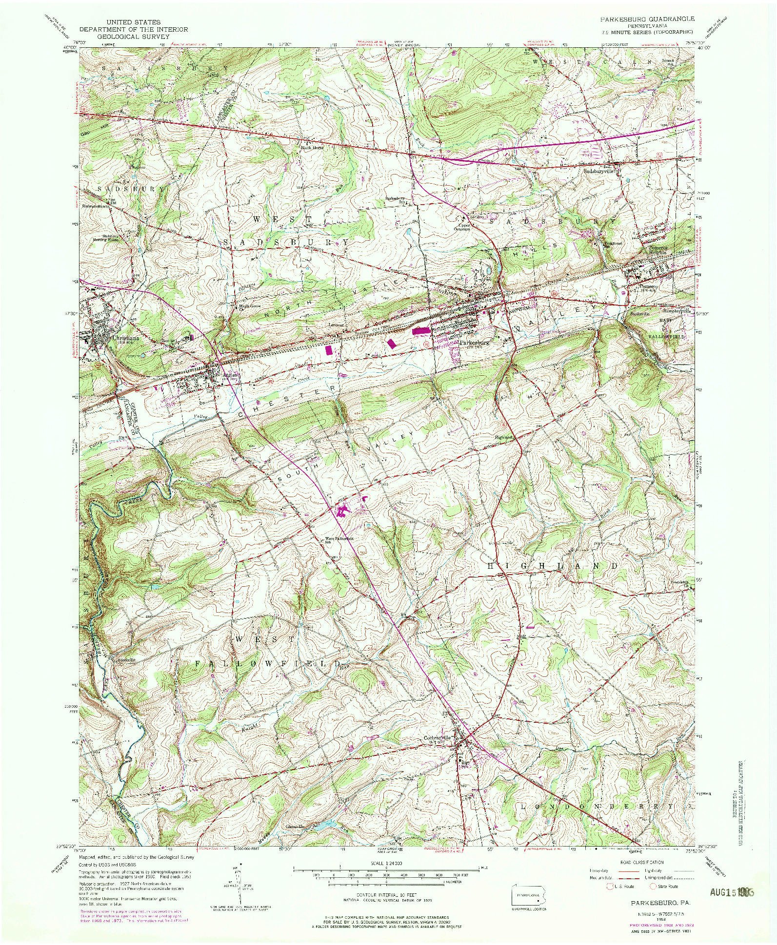 USGS 1:24000-SCALE QUADRANGLE FOR PARKESBURG, PA 1953