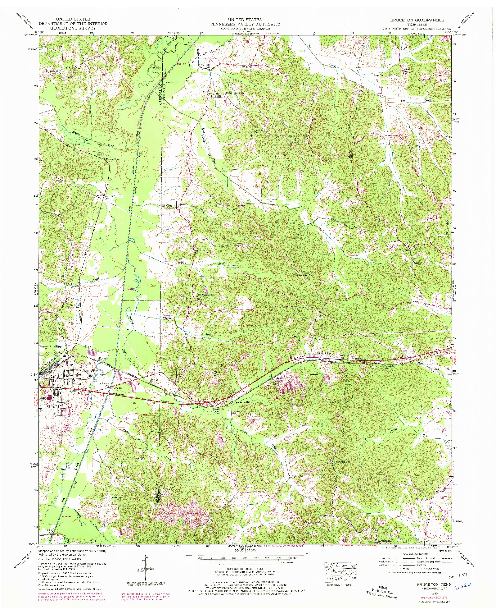 USGS 1:24000-SCALE QUADRANGLE FOR BRUCETON, TN 1950