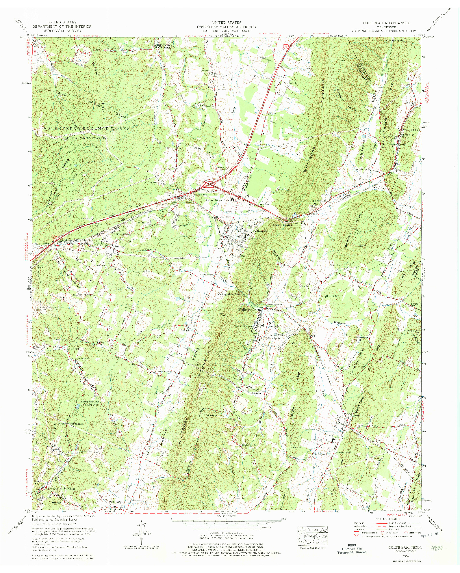 USGS 1:24000-SCALE QUADRANGLE FOR OOLTEWAH, TN 1964