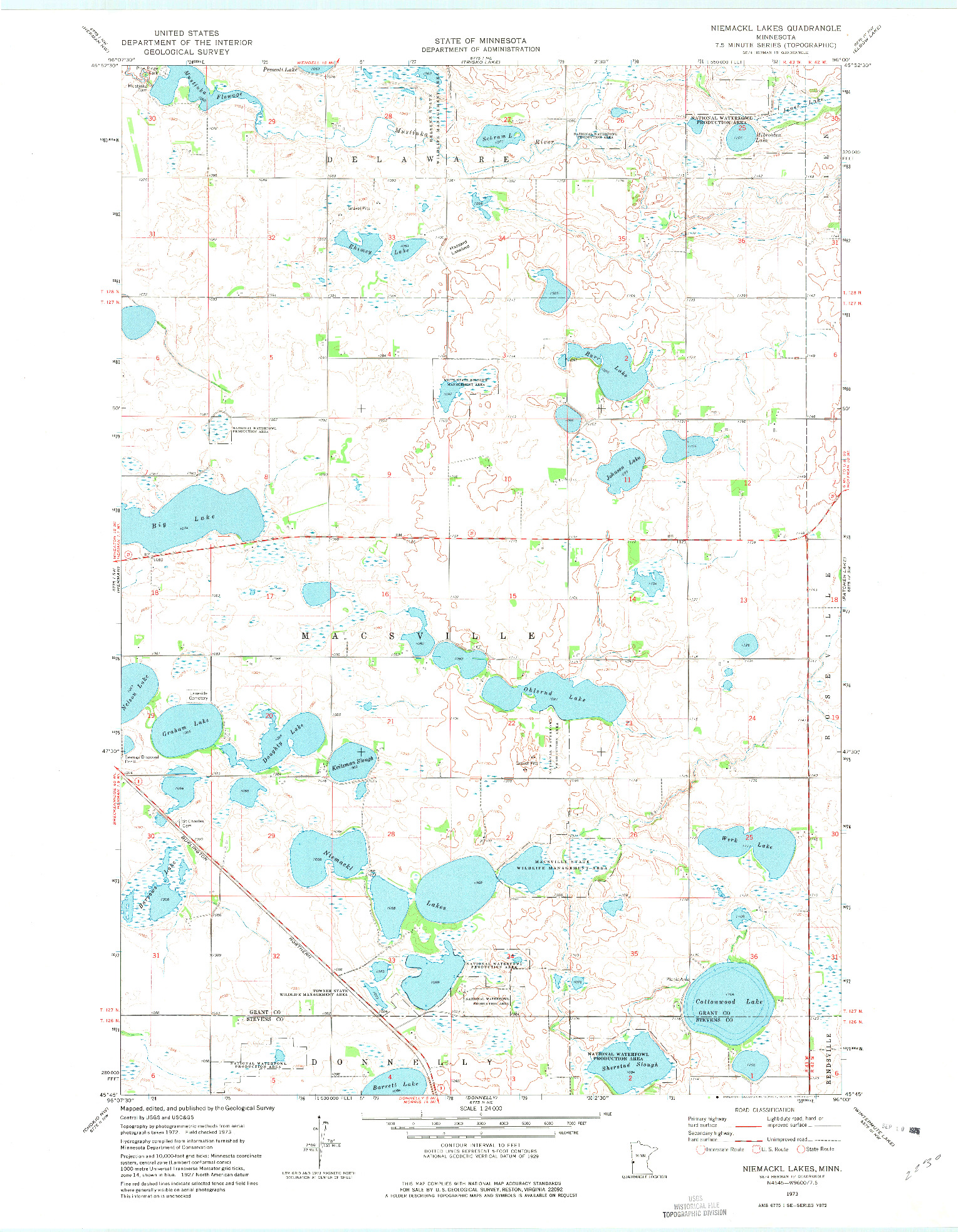 USGS 1:24000-SCALE QUADRANGLE FOR NIEMACKL LAKES, MN 1973